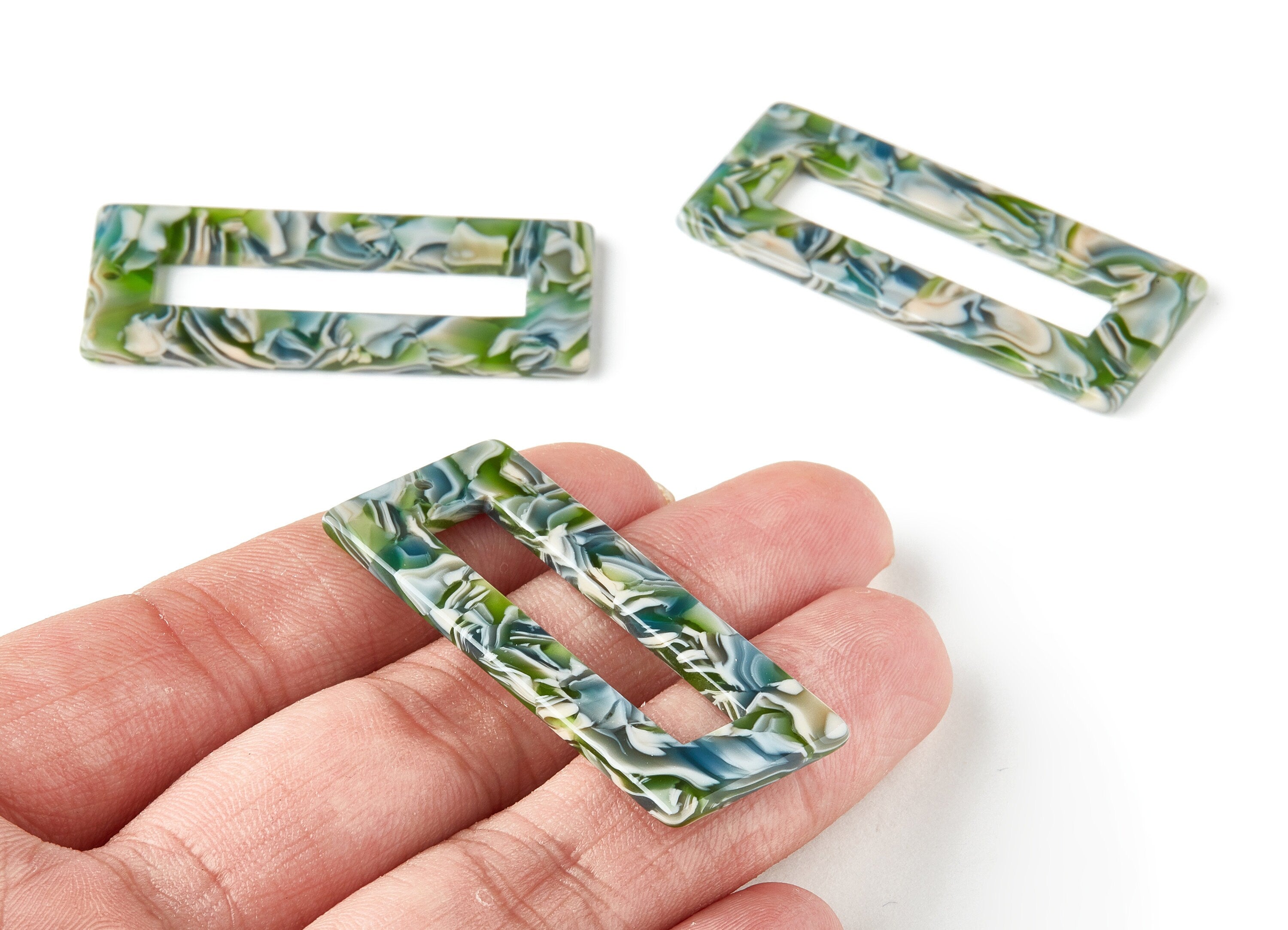 Acetate Rectangle Charms - Rectangle Earrings and Pendant - Earring Findings - Color Code: A368 - 48.64x19.44x2.66mm - AC1025-A368 - DOMEDBAZAAR