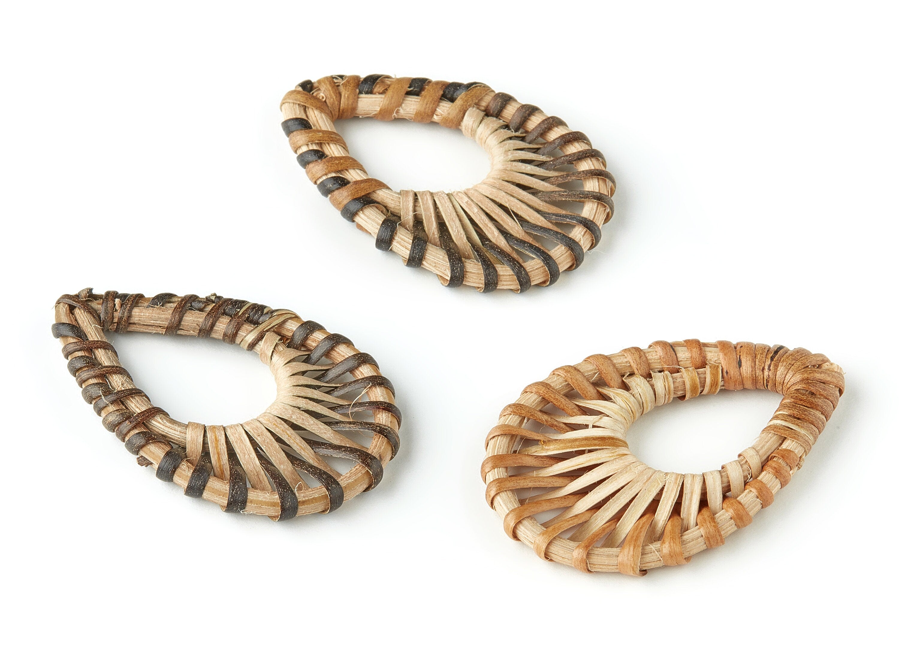 Handwoven Drop Rattan Charms - Drop Rattan Earrings and Pendant - Wooden Straw Earrings - Jewelry Handmade - 54x34.12x3.4mm - RT1209 - DOMEDBAZAAR