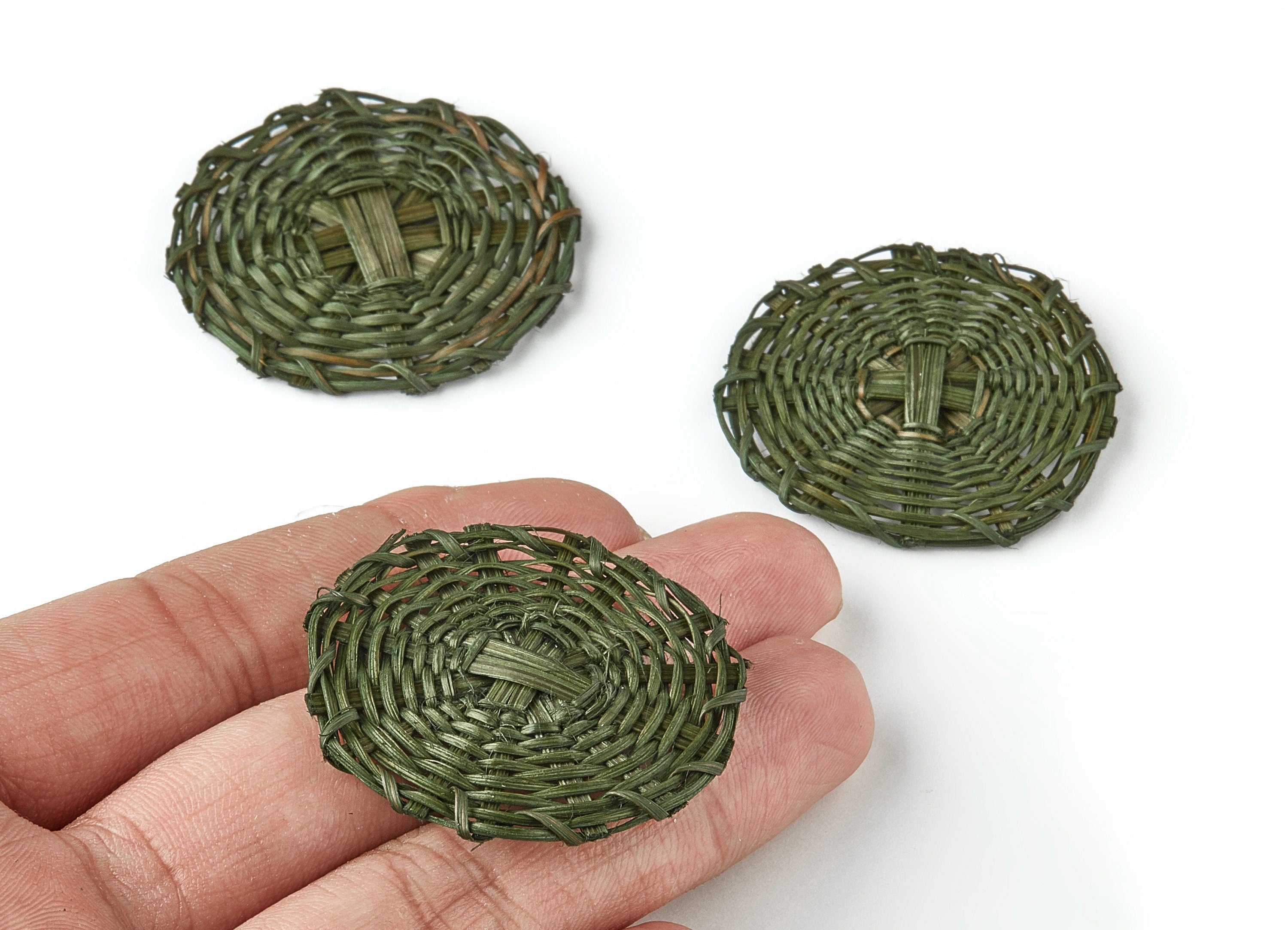 Handwoven Rattan Round Charms - Round Rattan Earrings and Pendant - Wooden Straw Earrings - Jewelry Handmade - 43.21x43.21x1.91mm - RT1217 - DOMEDBAZAAR