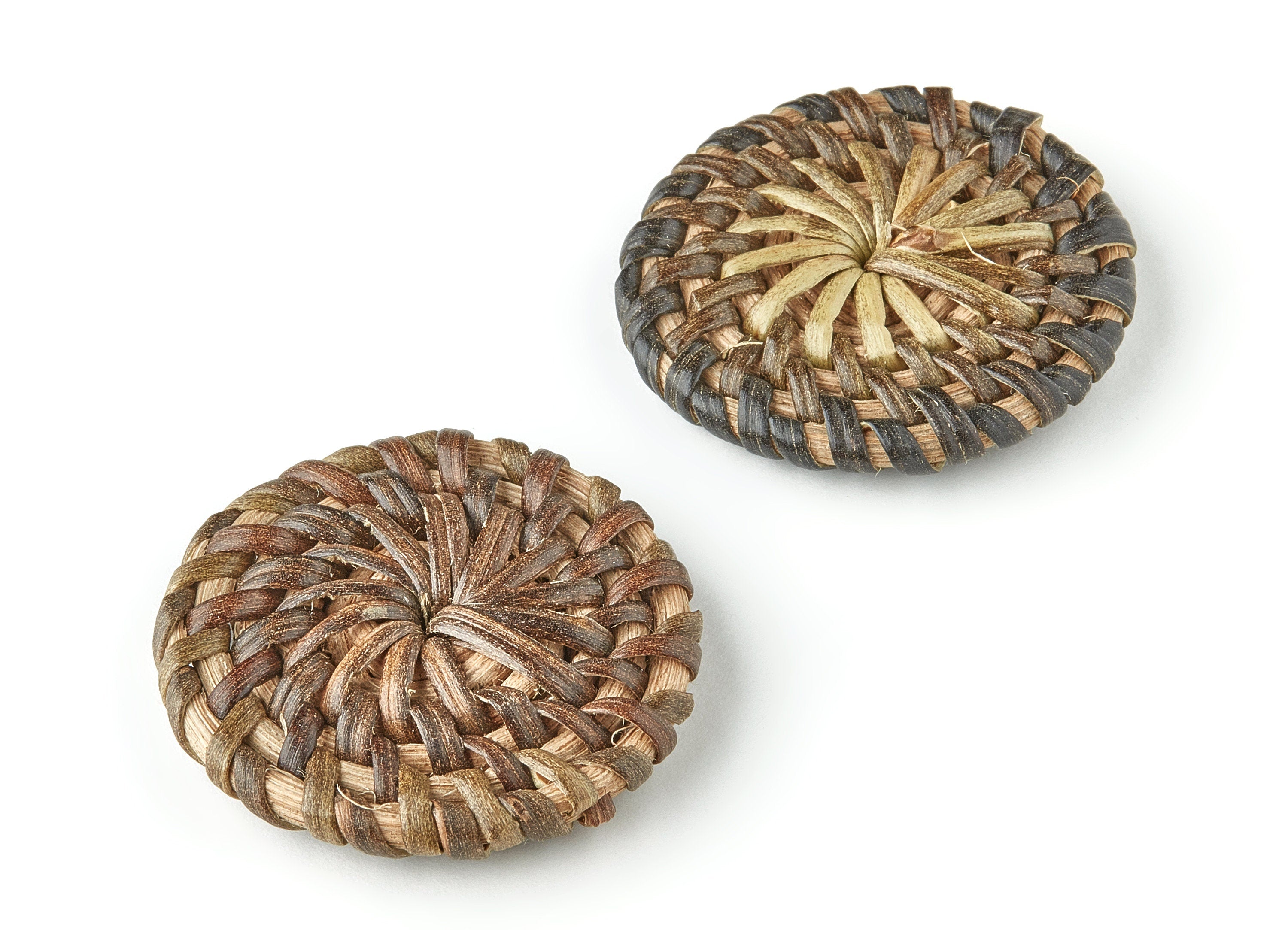 Handwoven Rattan Round Charms - Round Rattan Earrings and Pendant - Wooden Straw Earrings - Jewelry Handmade - 41.23x41.23x5.08mm - RT1220 - DOMEDBAZAAR