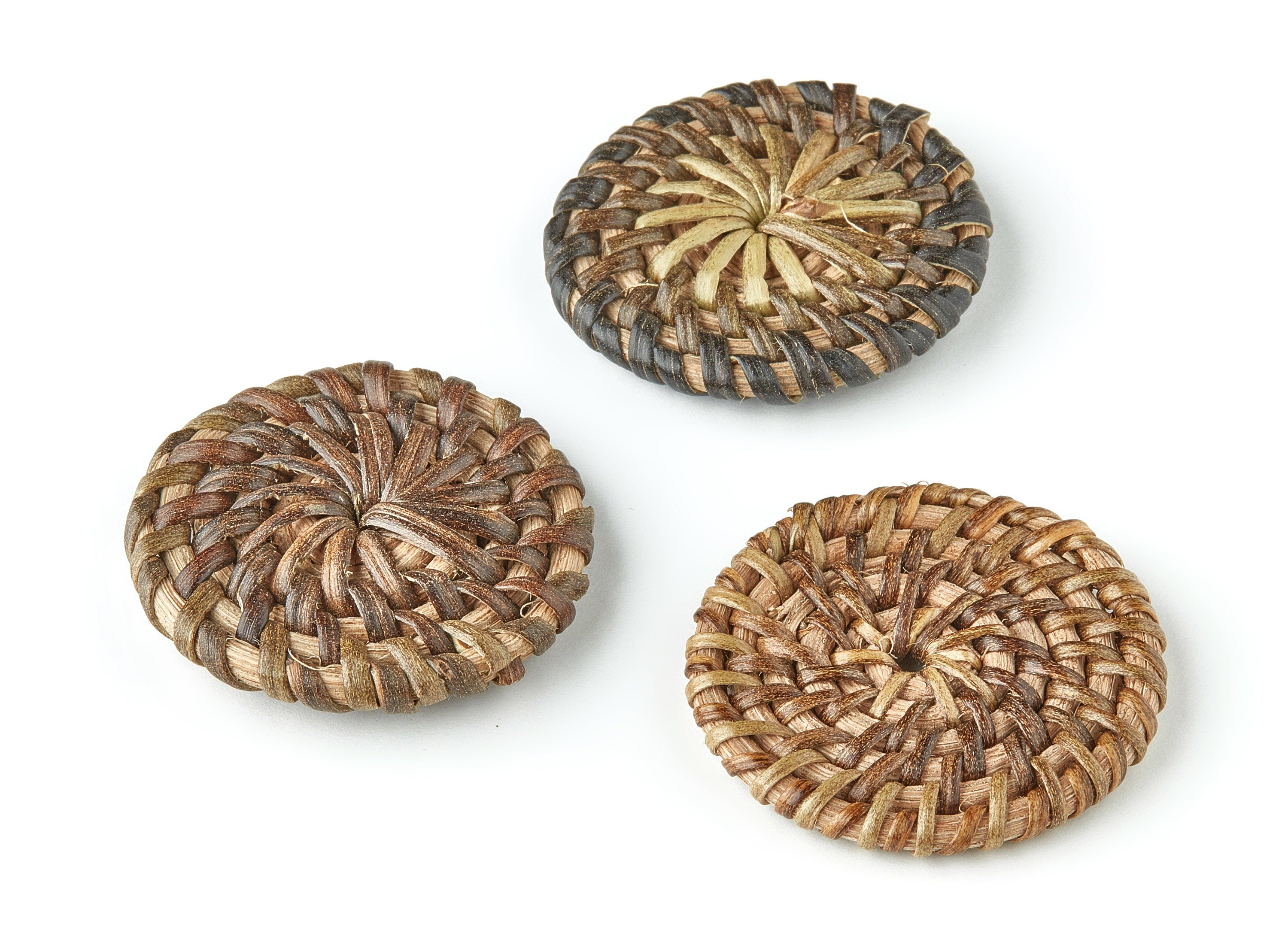 Handwoven Rattan Round Charms - Round Rattan Earrings and Pendant - Wooden Straw Earrings - Jewelry Handmade - 41.23x41.23x5.08mm - RT1220 - DOMEDBAZAAR