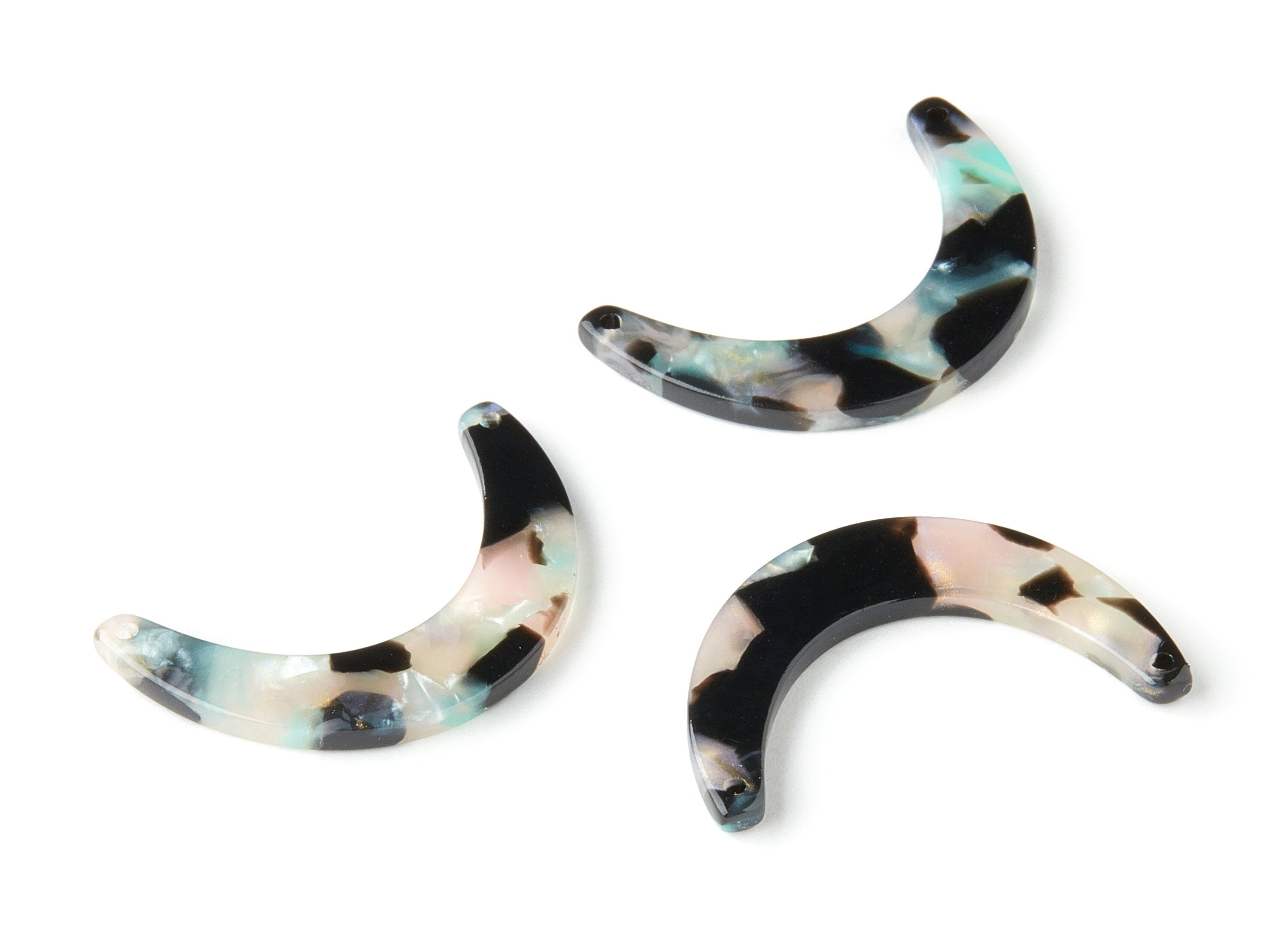 Acetate Moon Connector - 2 Holes - Moon Earrings and Pendant - Earring Findings - Color Code:A367 - 31.83x7.2x2.53mm - AC1507-A367 - DOMEDBAZAAR