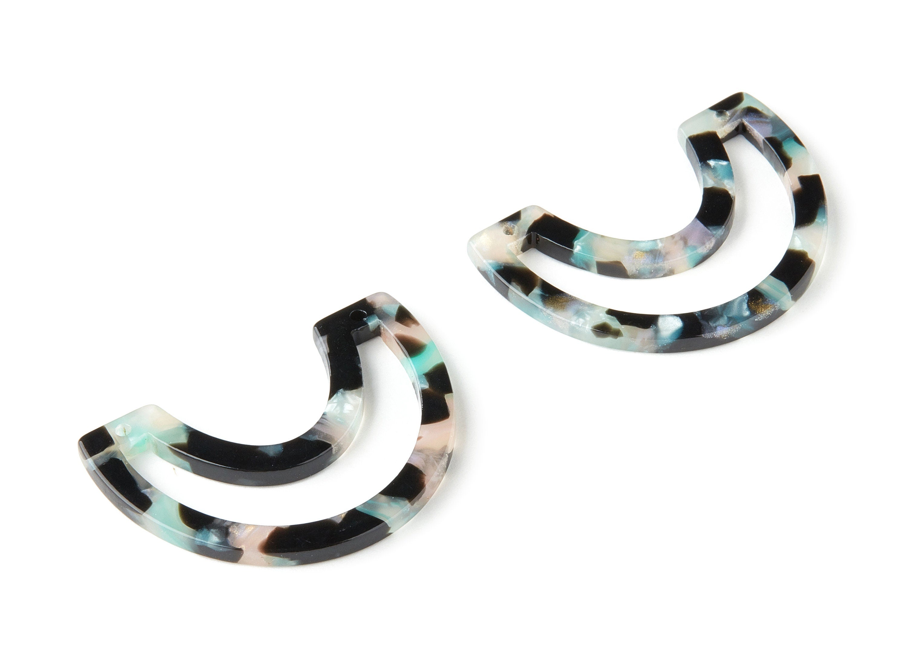 Acetate Moon Connector - 2 Holes - Moon Earrings and Pendant - Earring Findings - Color Code:A367 - 39.88x15.29x2.58mm - AC1506-A367 - DOMEDBAZAAR