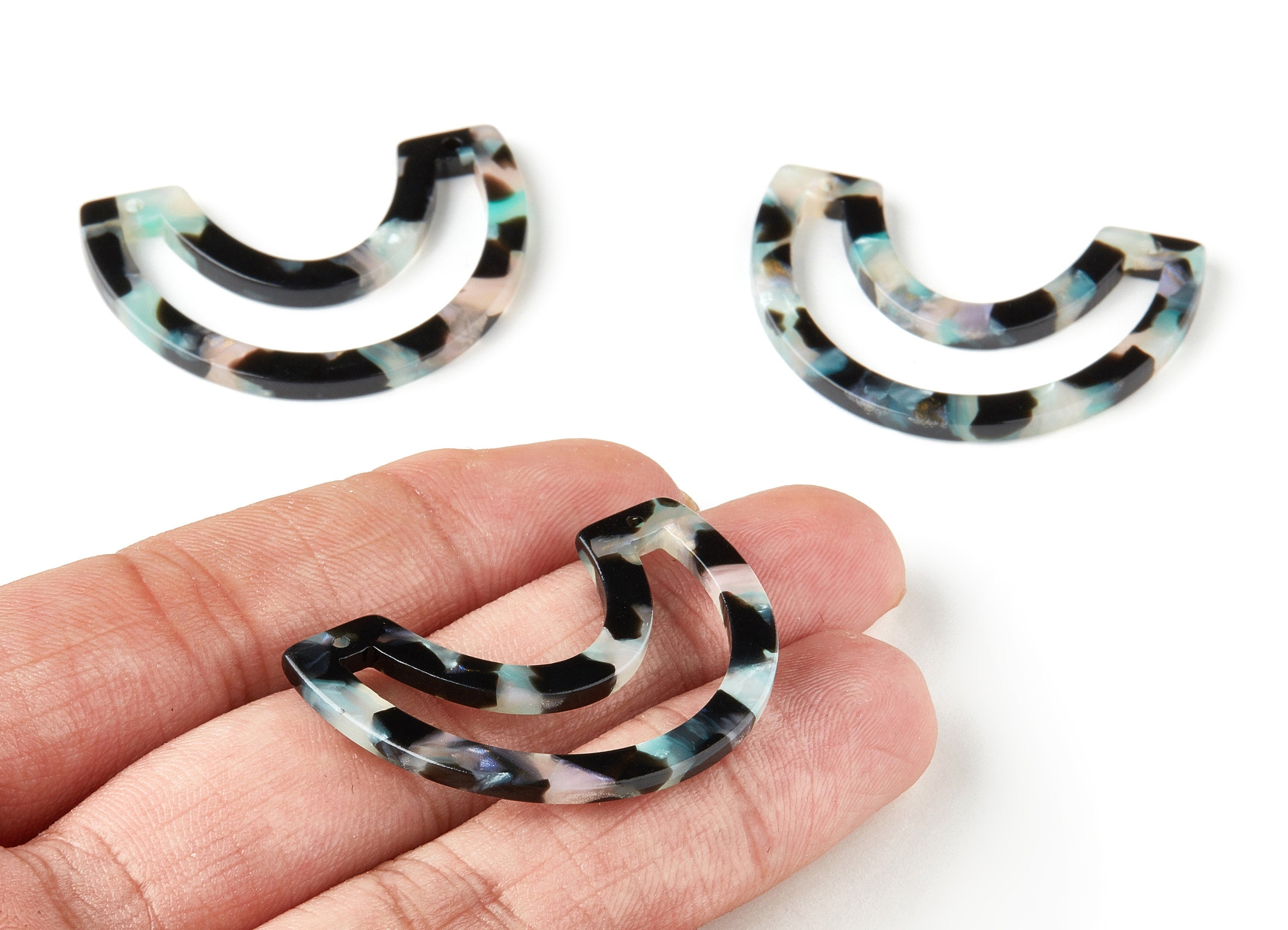Acetate Moon Connector - 2 Holes - Moon Earrings and Pendant - Earring Findings - Color Code:A367 - 39.88x15.29x2.58mm - AC1506-A367 - DOMEDBAZAAR