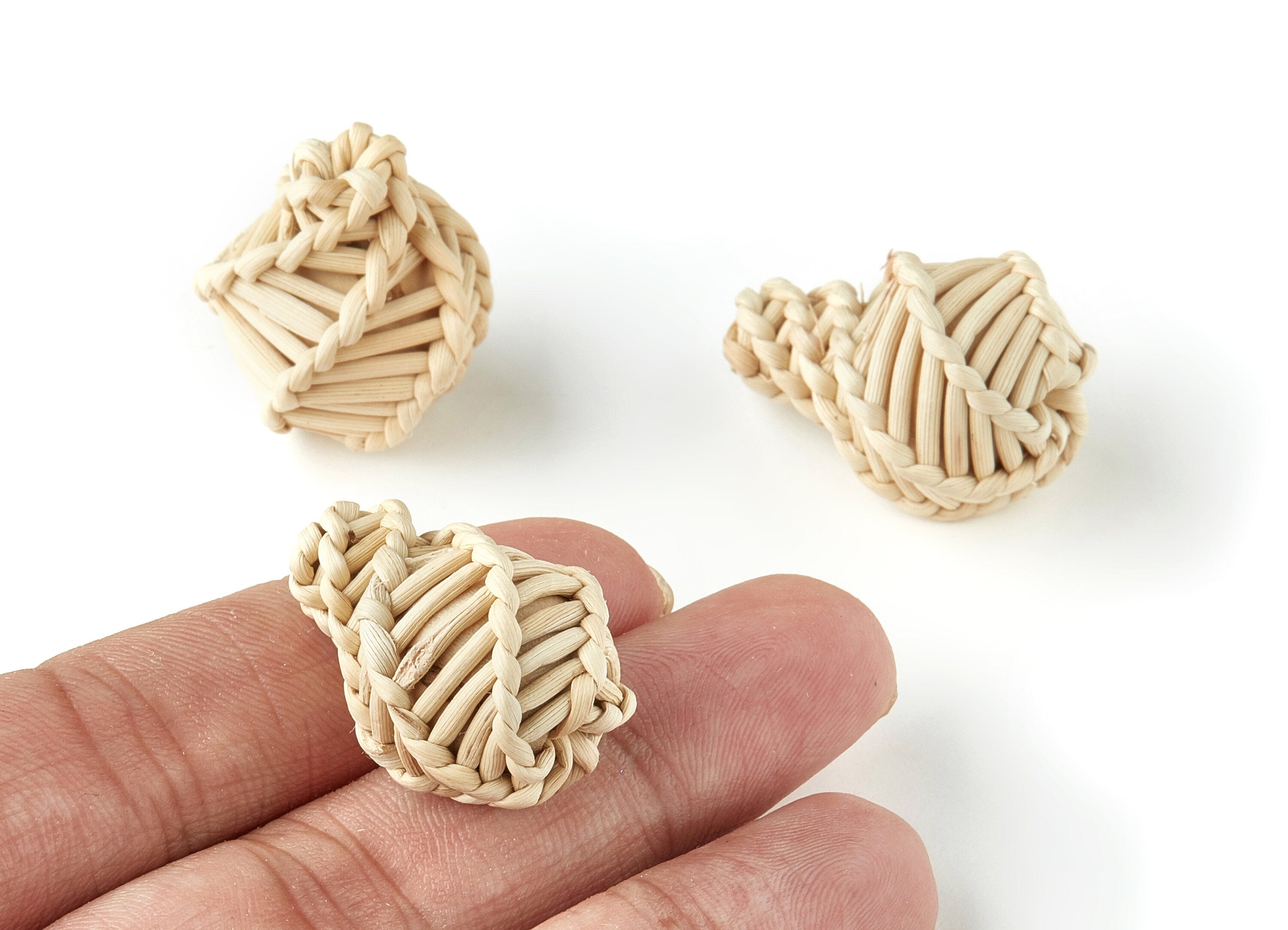 Handwoven Rattan Spiral Charms - Spiral Rattan Earrings and Pendant - Woven Straw Earrings - Jewelry Handmade - 27.82x22.05mm - RT1213 - DOMEDBAZAAR