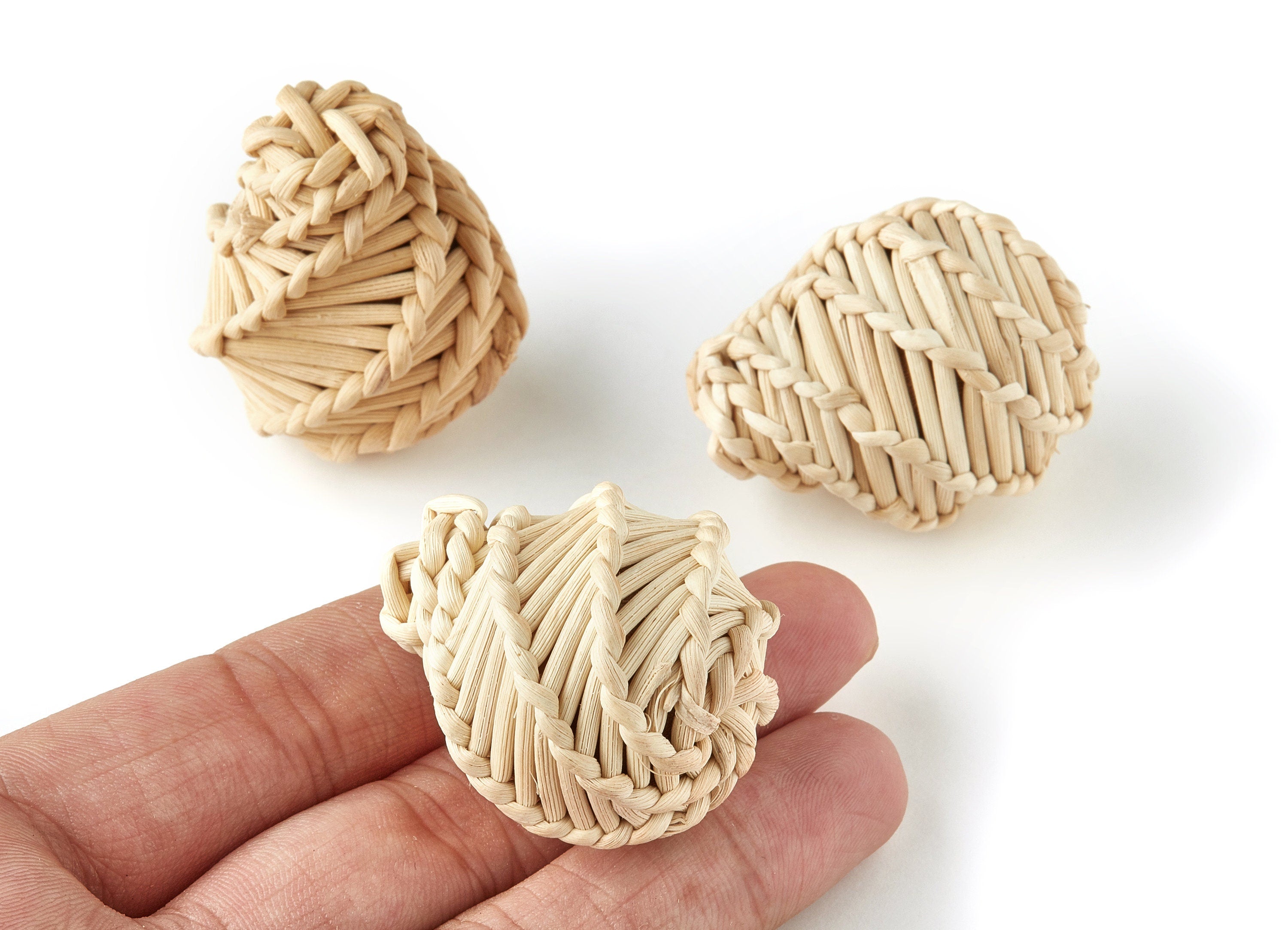 Handwoven Rattan Spiral Charms - Spiral Rattan Earrings and Pendant - Woven Straw Earrings - Jewelry Handmade - 38.38x29.88mm - RT1214 - DOMEDBAZAAR