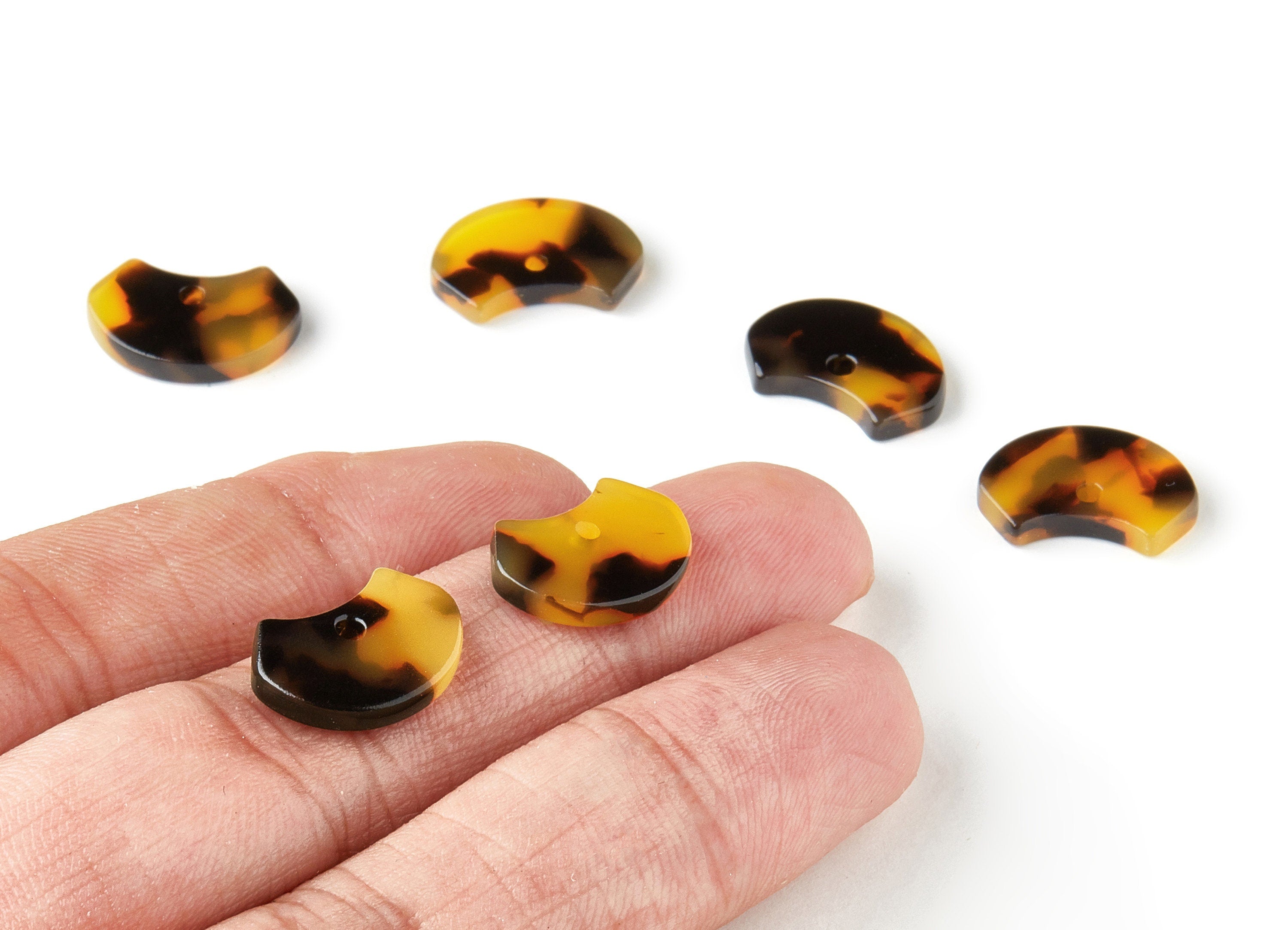 Acetate Geometric Charms - Tortoise Shell Earrings - Geometric Earrings and Pendant - Color Code: A01 - 16x11x2.5mm - AC1673-A01 - DOMEDBAZAAR