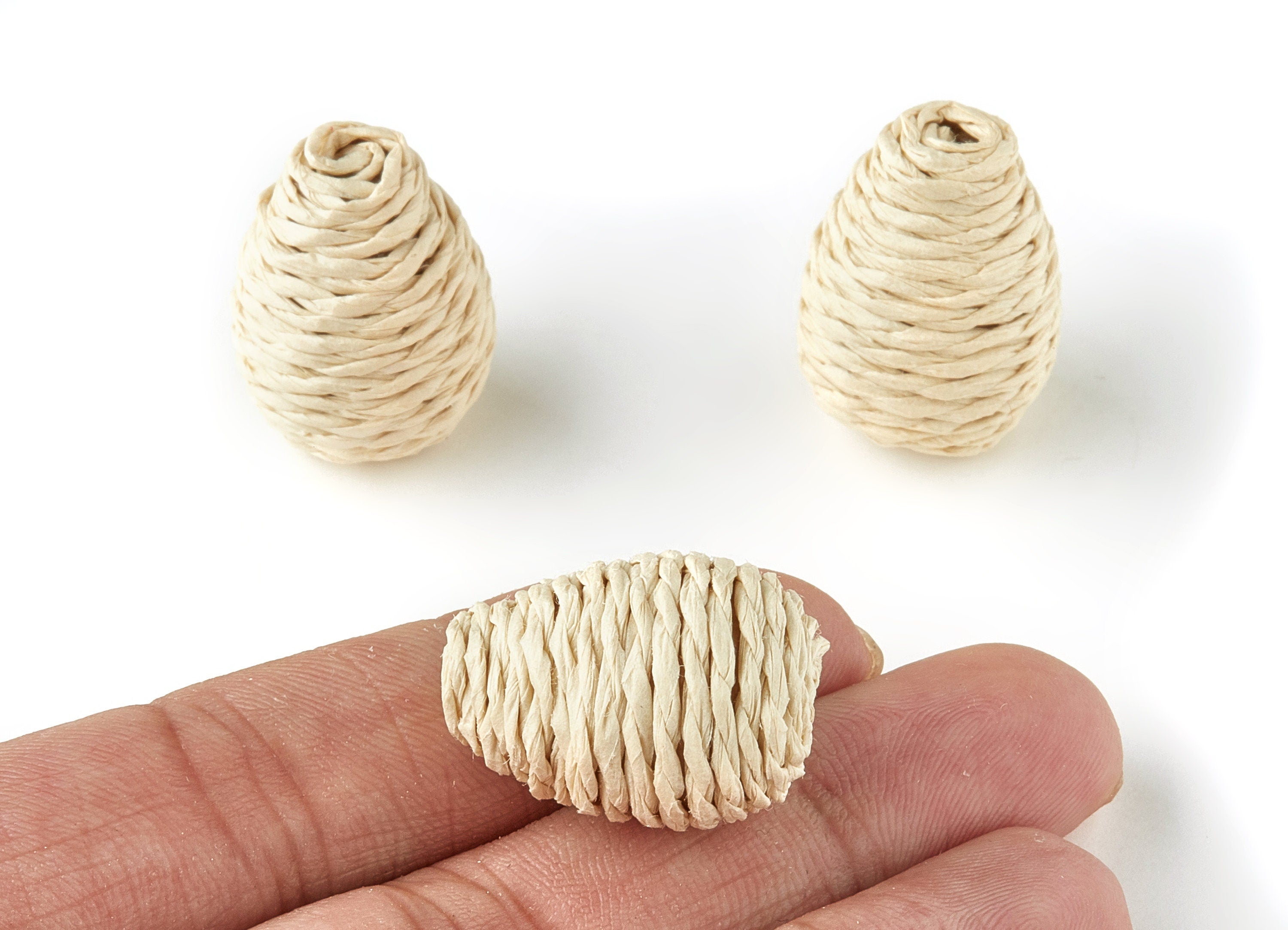 Handwoven Rattan Cone Charms - Cone Rattan Earrings and Pendant - Woven Straw Earrings - Jewelry Handmade - 23.36x17.16mm - RT1212 - DOMEDBAZAAR
