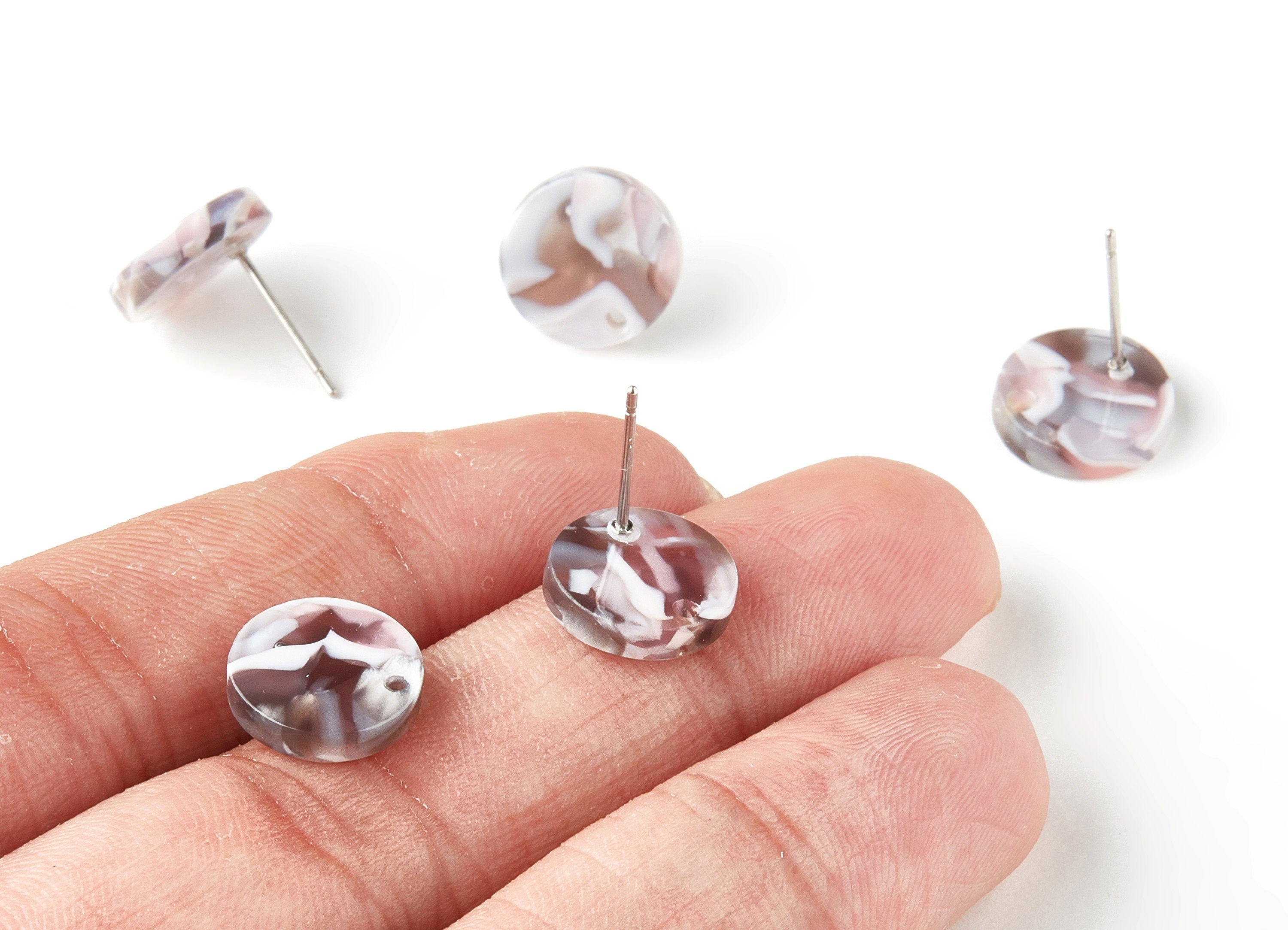 Acetate Round Earring Stud - Round Earring Post and Stud - Earring Findings - Color Code: A20 - 11.8x11.8x2.5mm - AC1139-A20 - DOMEDBAZAAR