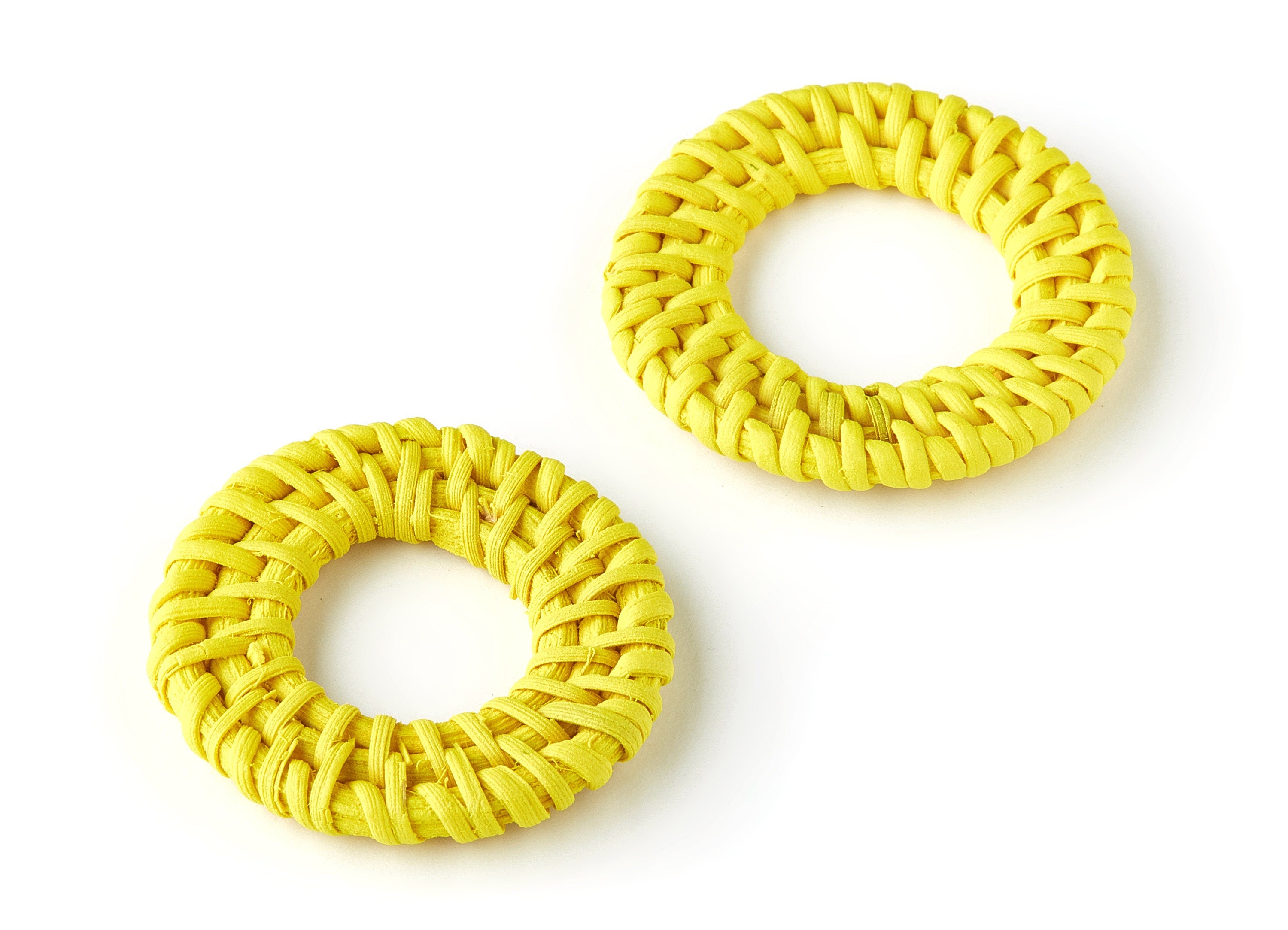 Handwoven Rattan Circle Charms - Circle Rattan Earrings and Pendant - Wooden Straw Earrings - Jewelry Handmade - 43.35x43.35x5.5mm - RT1254B - DOMEDBAZAAR