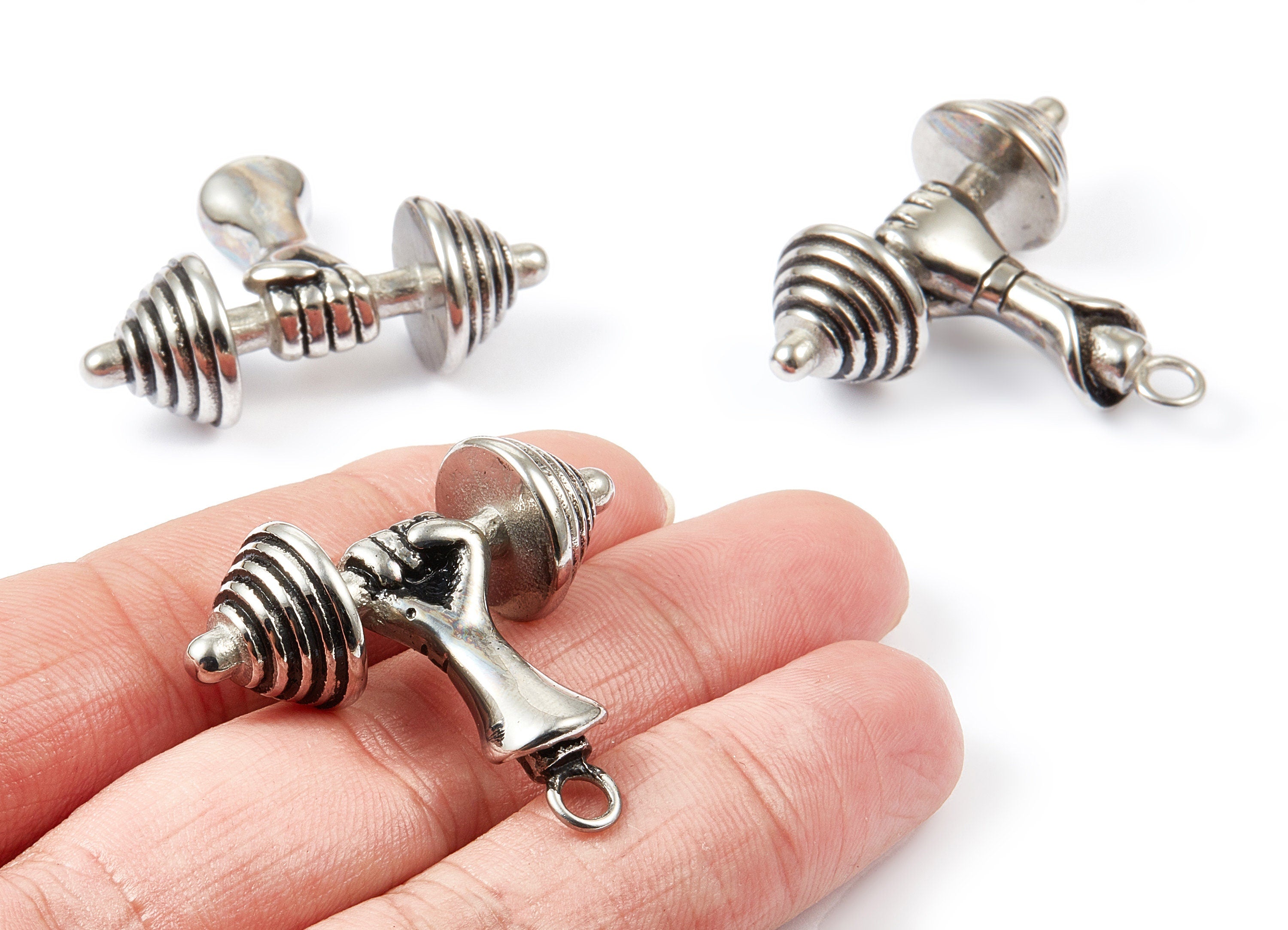 Stainless Steel Charm - Key Ring Pendant - Jewelry Supplies - 40.4x34.36x14.76mm - SS1007 - DOMEDBAZAAR