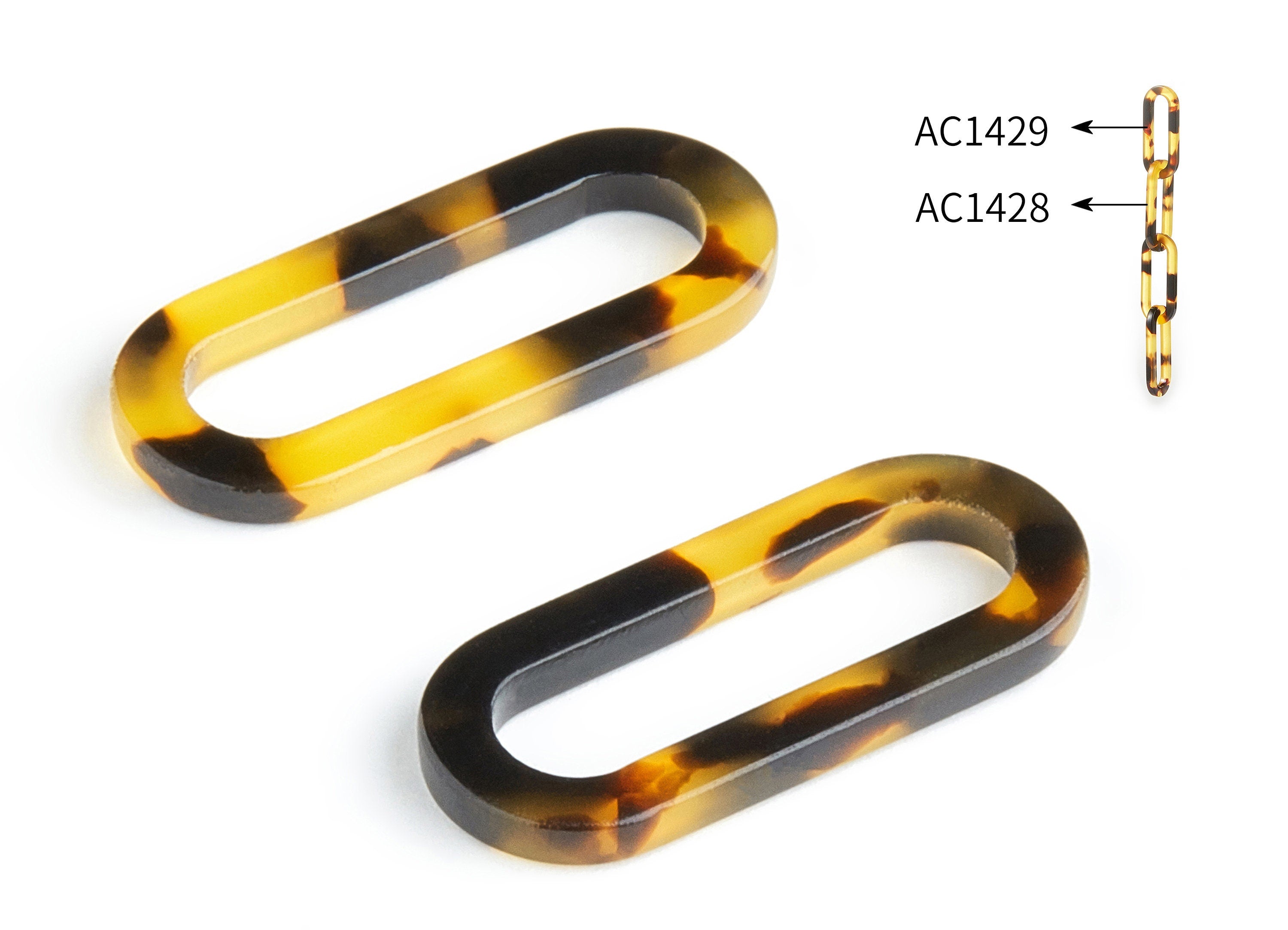 Acetate Acrylic Earring Charm - Tortoise Shell Earrings - Oval Pendant - Jewelry Making Supplies - Color Code:A02 - 27.6x11.8x2.4mm - AC1429 - DOMEDBAZAAR