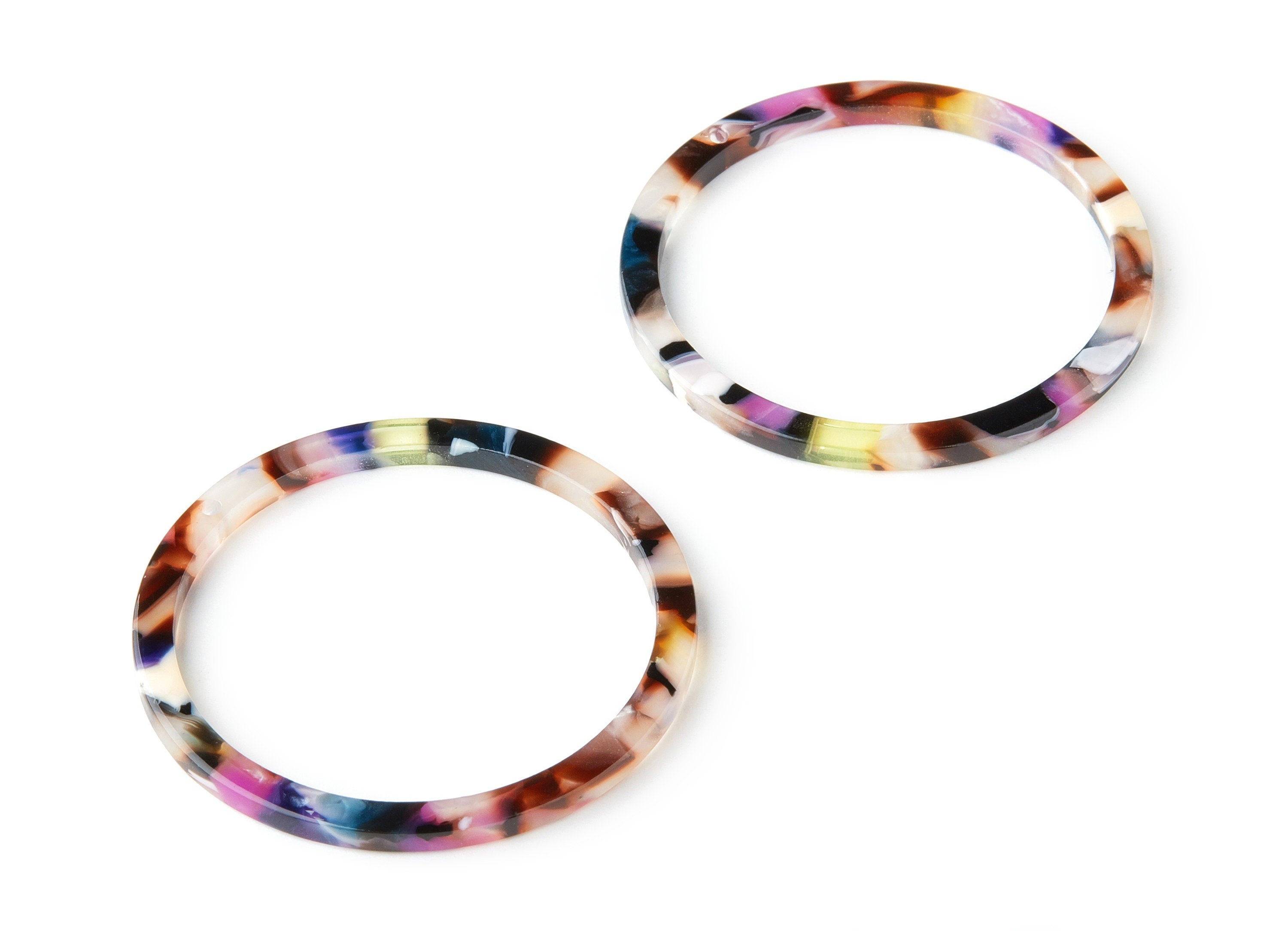Acetate Acrylic Earring Charms - Tortoise Shell Earrings - Circle Shaped Pendant - 1 Hole - Color Code: A11 - 44.3x44.3x2.7mm - AC1126-A11 - DOMEDBAZAAR