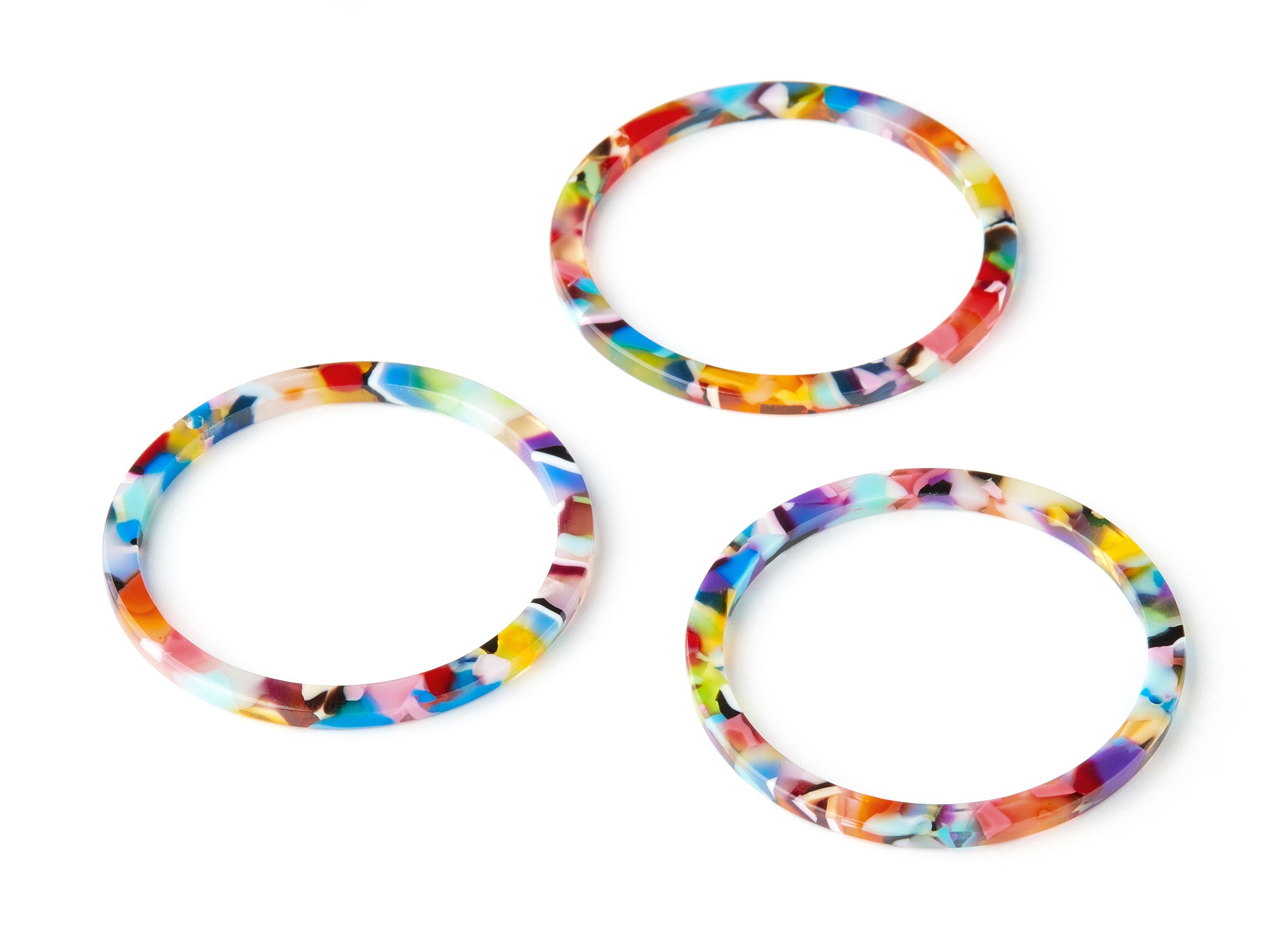 Acetate Hoop Earring Charms - Circle Shaped Pendant - Earring Findings - Jewelry Supplies - Color Code: A21 - 44.3x44.3x2.7mm - AC1126-A21 - DOMEDBAZAAR