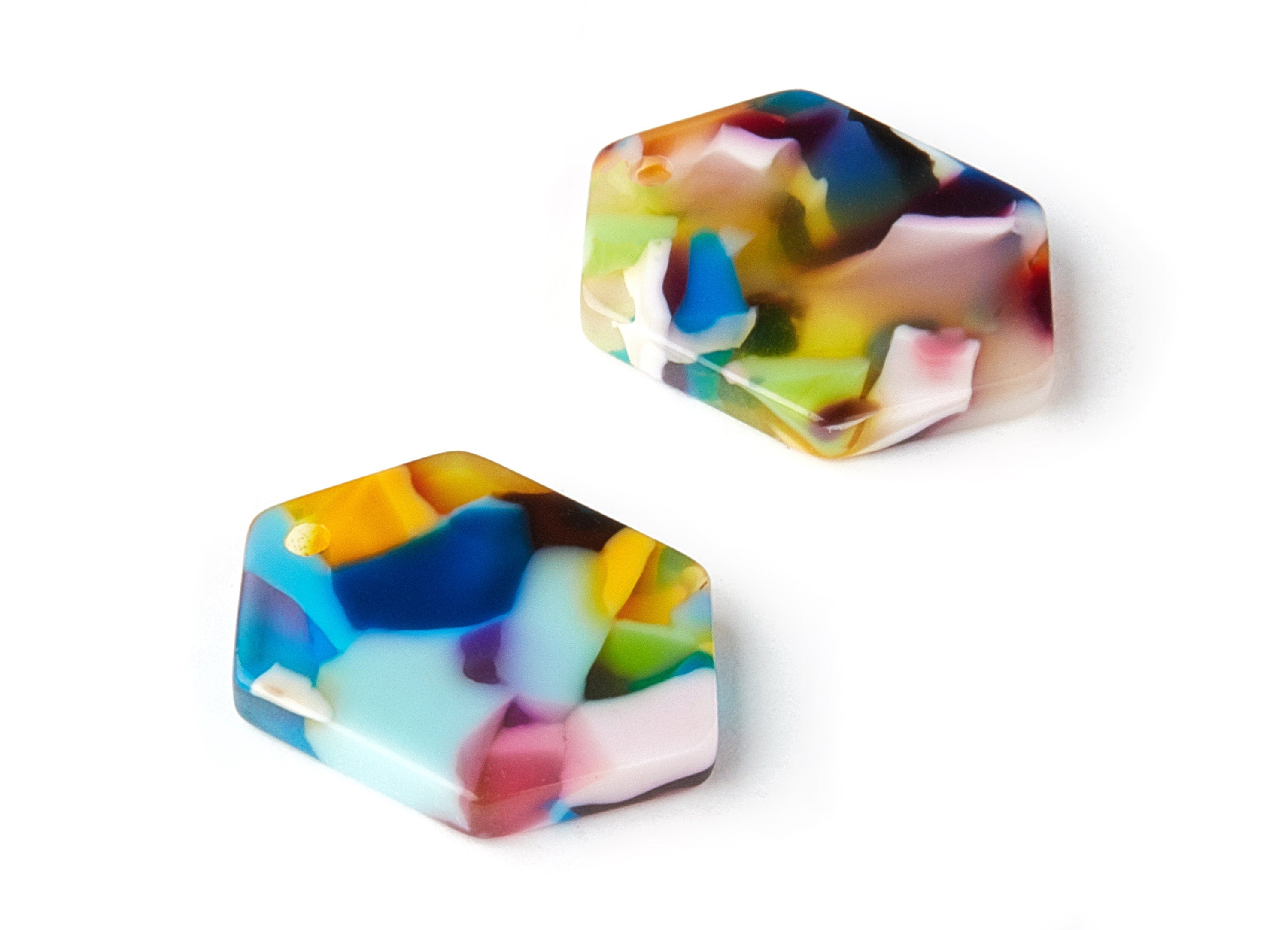 Acetate Hexagon Earring Charms - Hexagon Pendant - Earring Findings - Jewelry Supplies - Color Code:A21 - 20.3x14.9x2.5mm - AC1562-A21 - DOMEDBAZAAR