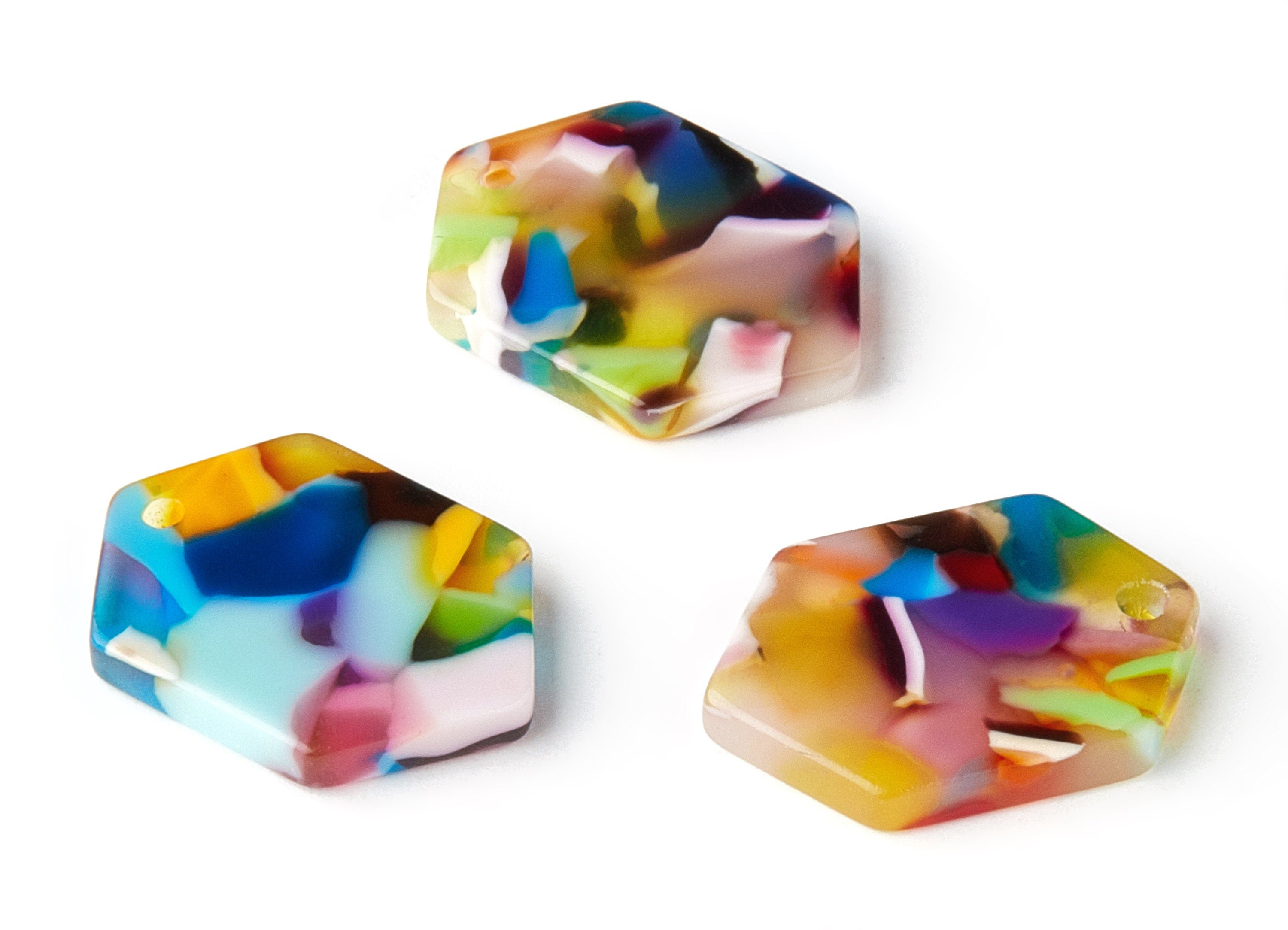 Acetate Hexagon Earring Charms - Hexagon Pendant - Earring Findings - Jewelry Supplies - Color Code:A21 - 20.3x14.9x2.5mm - AC1562-A21 - DOMEDBAZAAR