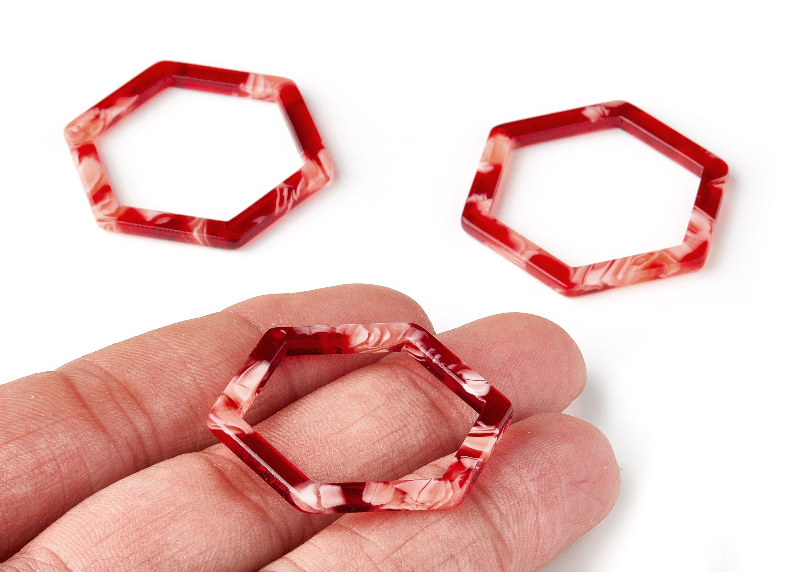 Acetate Hexagon Earring Charms - Hexagon Pendant - Earring Findings - Jewelry Supplies - Color CodeA143 - 37.2x32.6x2.95mm - AC1124-A143 - DOMEDBAZAAR
