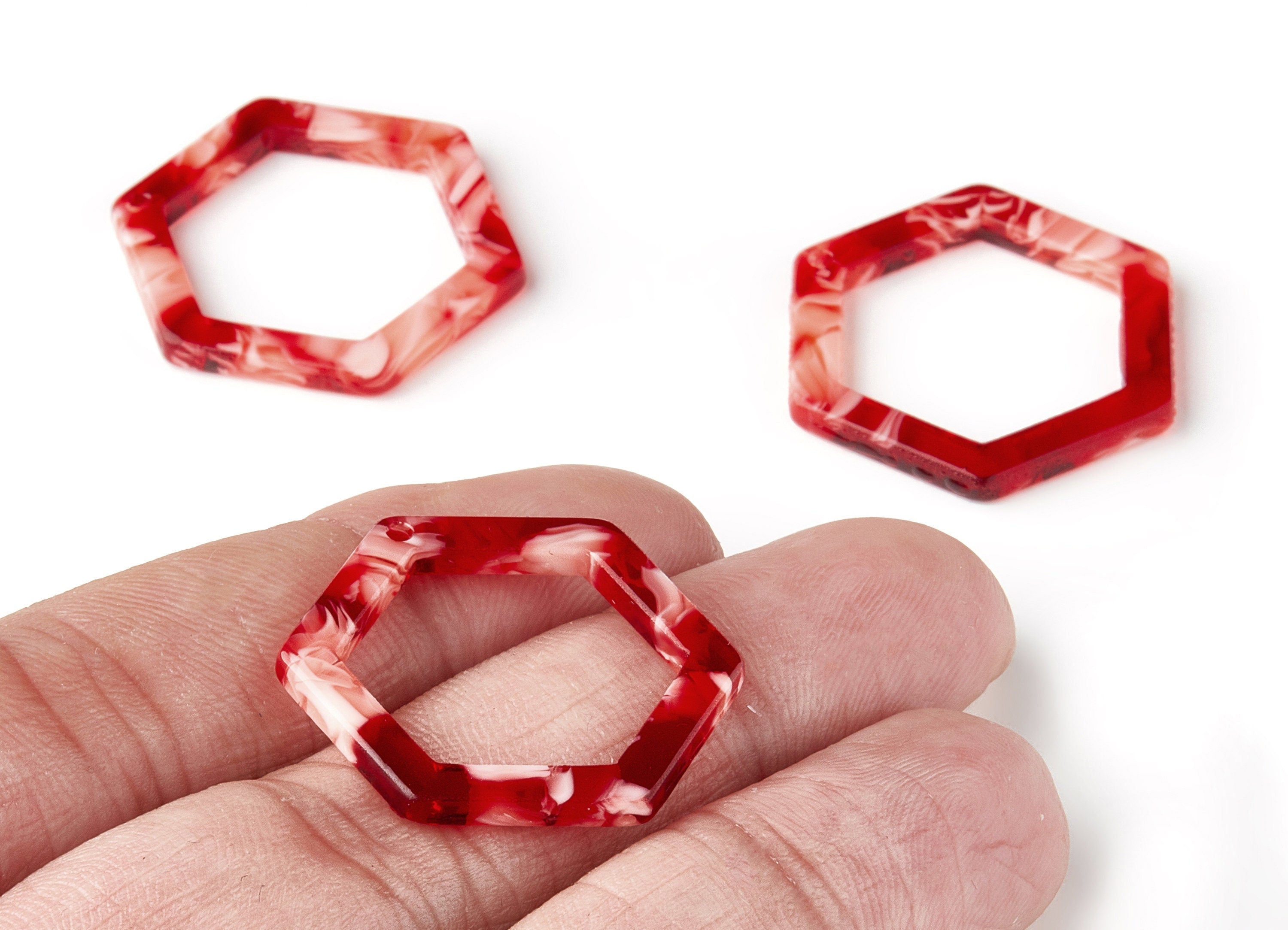 Acetate Hexagon Earring Charms - Hexagon Pendant - Earring Findings - Jewelry Supplies - Color Code:A143 - 28.88x25.3x2.91mm - AC1123-A143 - DOMEDBAZAAR