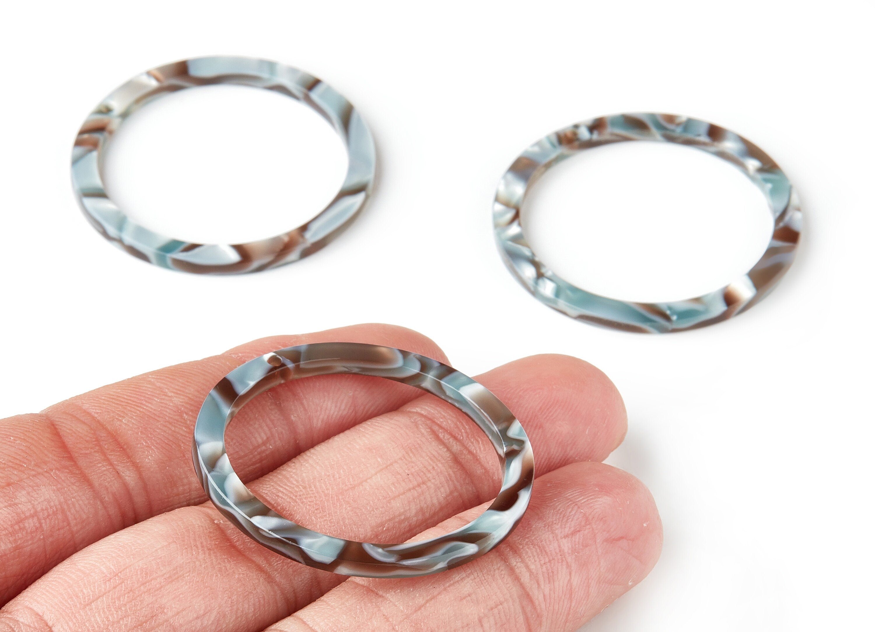 Acetate Hoop Earrings Charms - Circle Shaped Pendant - Earring Findings - Jewelry Supplies - Color Code:A22 - 36.5x36.5x2.6mm - AC1120-A22 - DOMEDBAZAAR