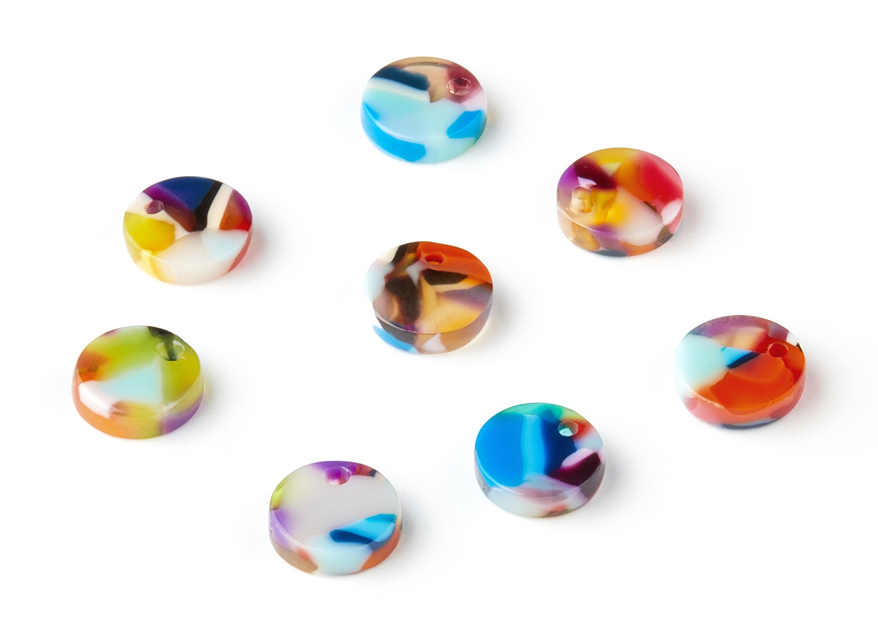 Acrylic Round Earring Charms -  Circle Shaped Pendant - Earring Finding - Jewelry Supplies - Color Code: A21 - 8.82x8.82x2.7mm - AC1116-A21 - DOMEDBAZAAR