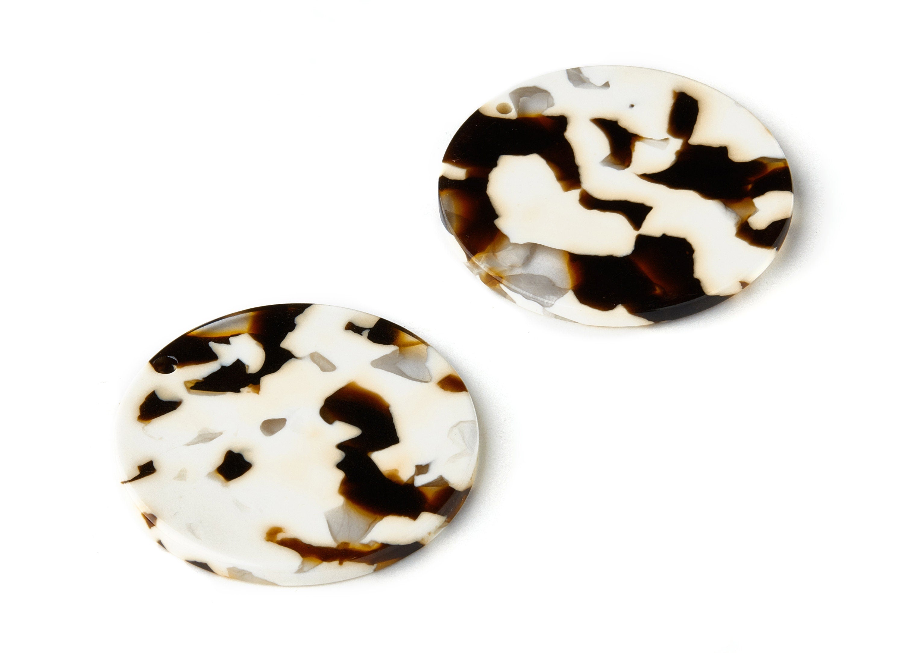 Acetate Acrylic Earring Charm - Tortoise Shell Earrings - Coin Shaped Charm - 1 Hole - Color Code:A257 - 36.7x36.7x2.5mm - AC1549-A257 - DOMEDBAZAAR