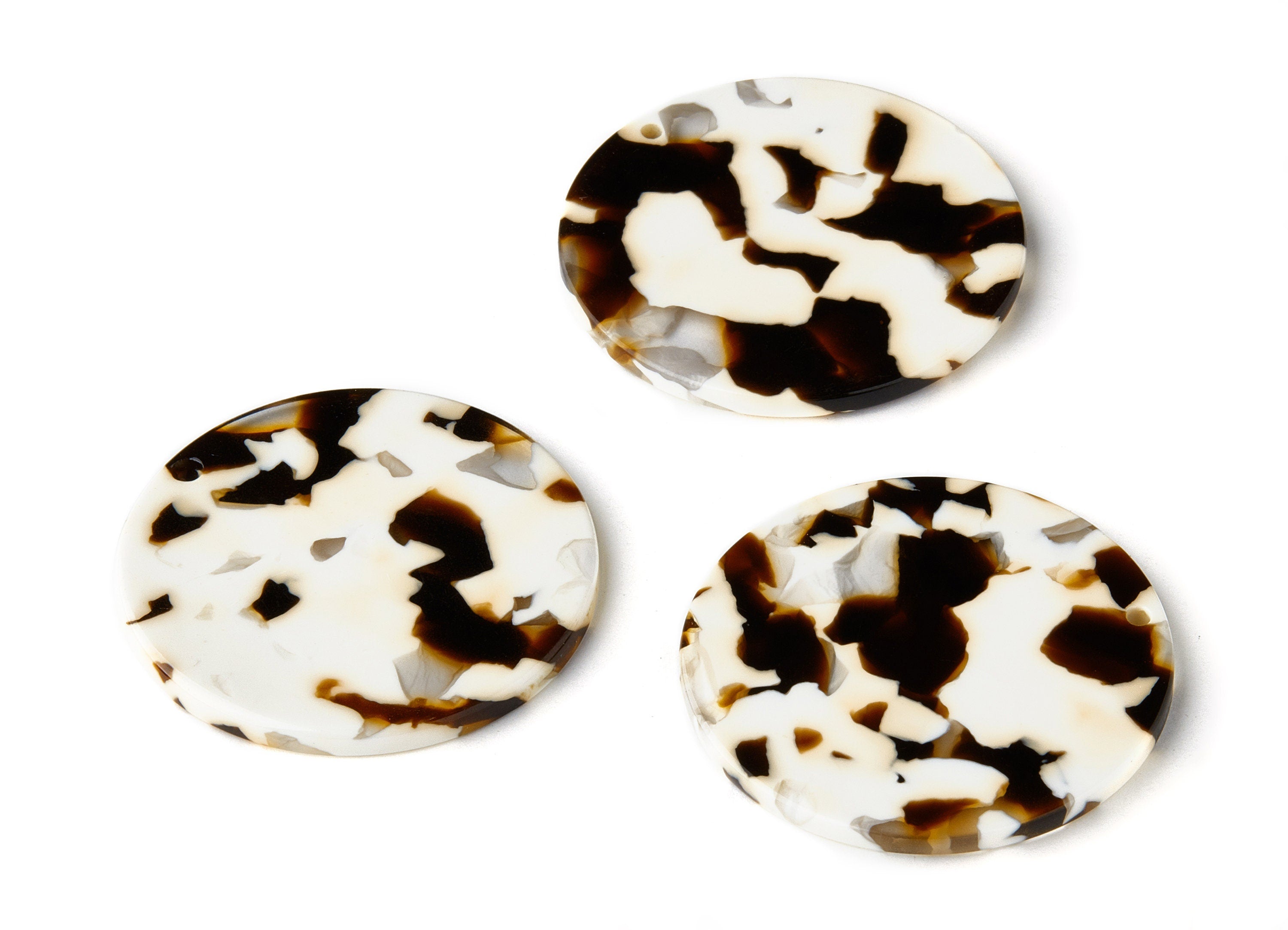 Acetate Acrylic Earring Charm - Tortoise Shell Earrings - Coin Shaped Charm - 1 Hole - Color Code:A257 - 36.7x36.7x2.5mm - AC1549-A257 - DOMEDBAZAAR