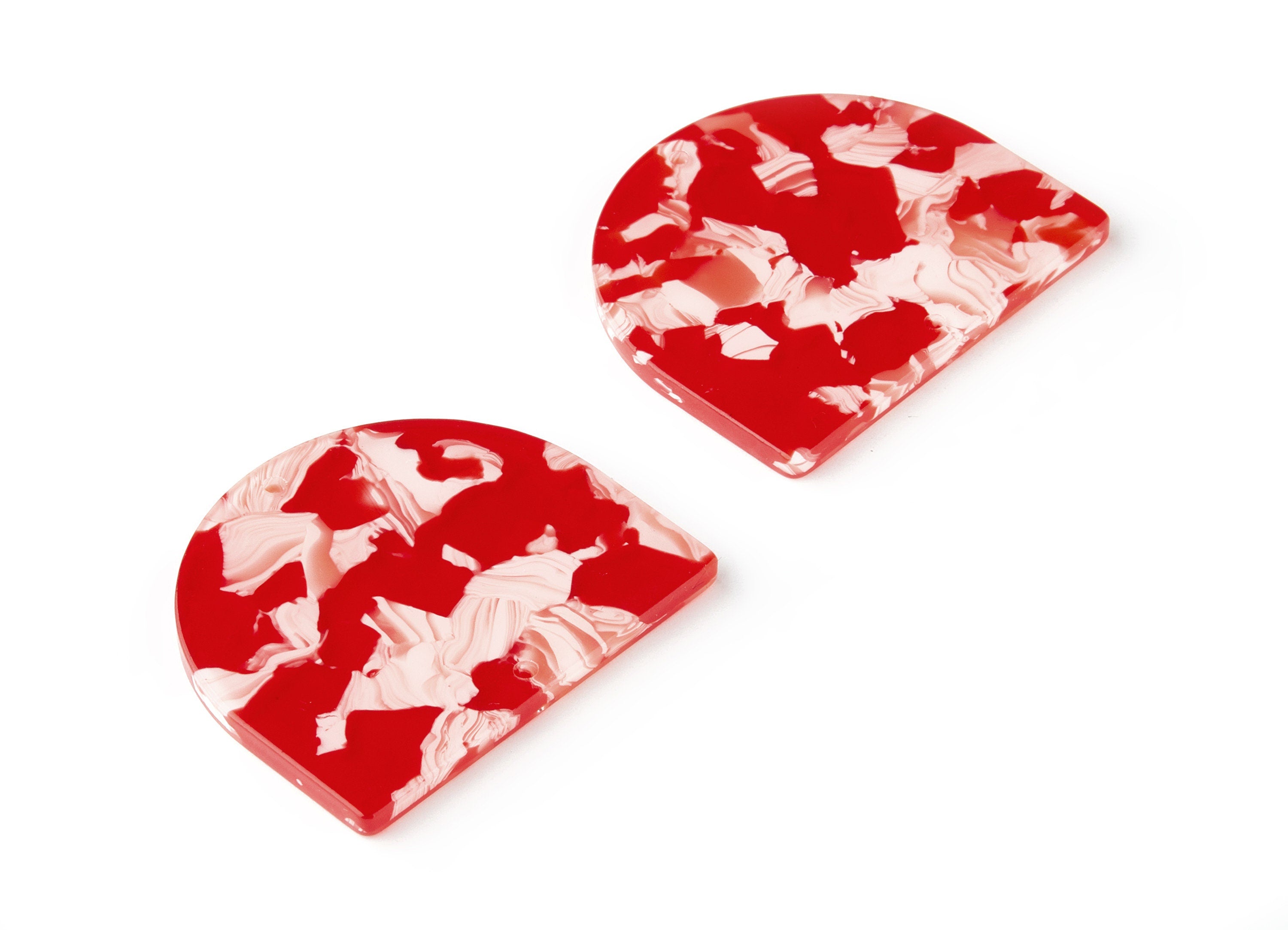 Acetate Acrylic Earring Charms - 2 Hole - Tortoise Shell Earrings - D Shaped Pendant - Color Code: A143 - 29.6x34.5x2.51mm - AC1634-A143 - DOMEDBAZAAR