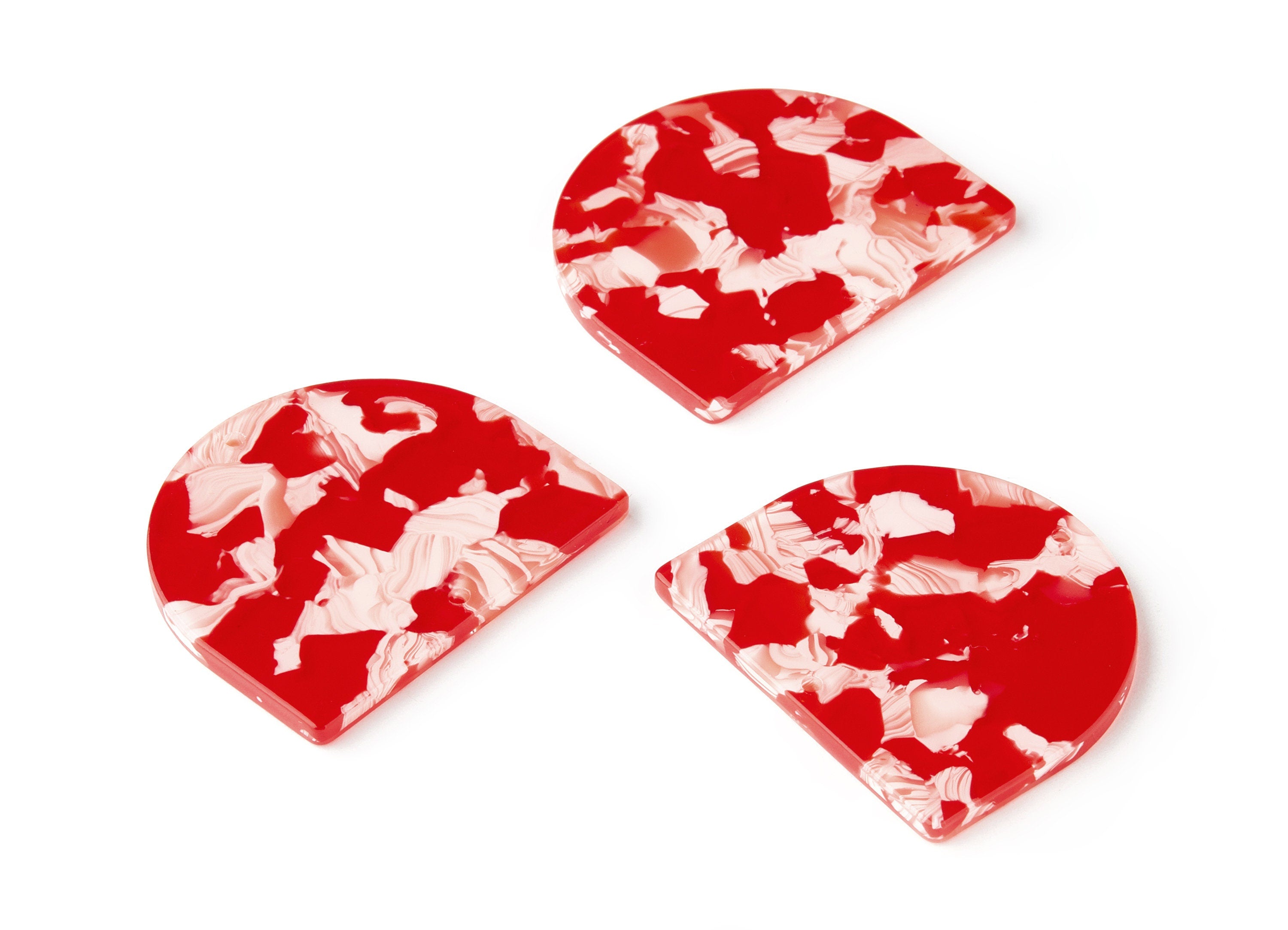 Acetate Acrylic Earring Charms - 2 Hole - Tortoise Shell Earrings - D Shaped Pendant - Color Code: A143 - 29.6x34.5x2.51mm - AC1634-A143 - DOMEDBAZAAR