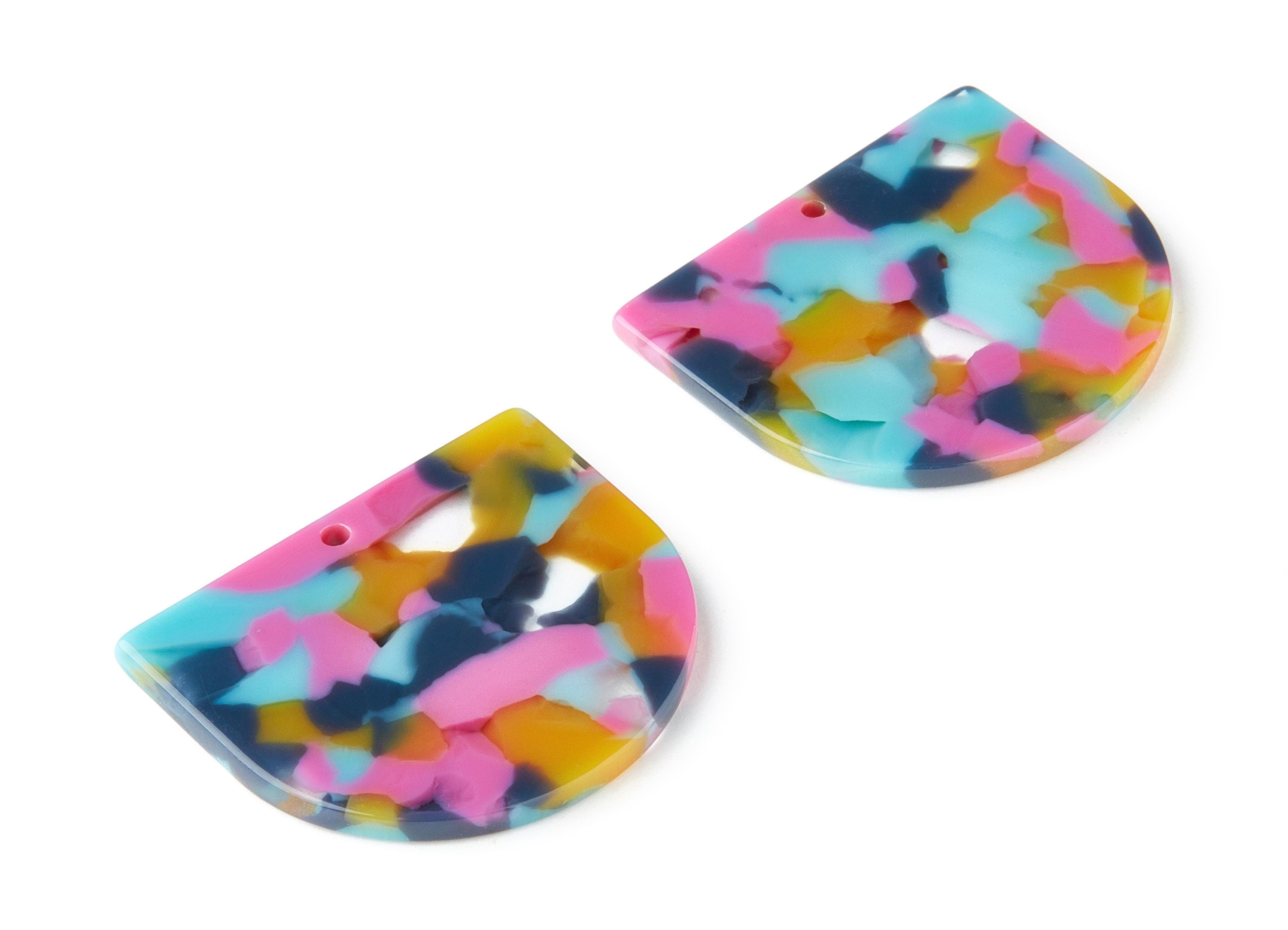 Acetate D Earring Charms - D Shaped Pendant - Earring Findings - Jewelry Supplies - Color Code: A258 - 29.8x34.8x2.5mm - AC1094-A258 - DOMEDBAZAAR