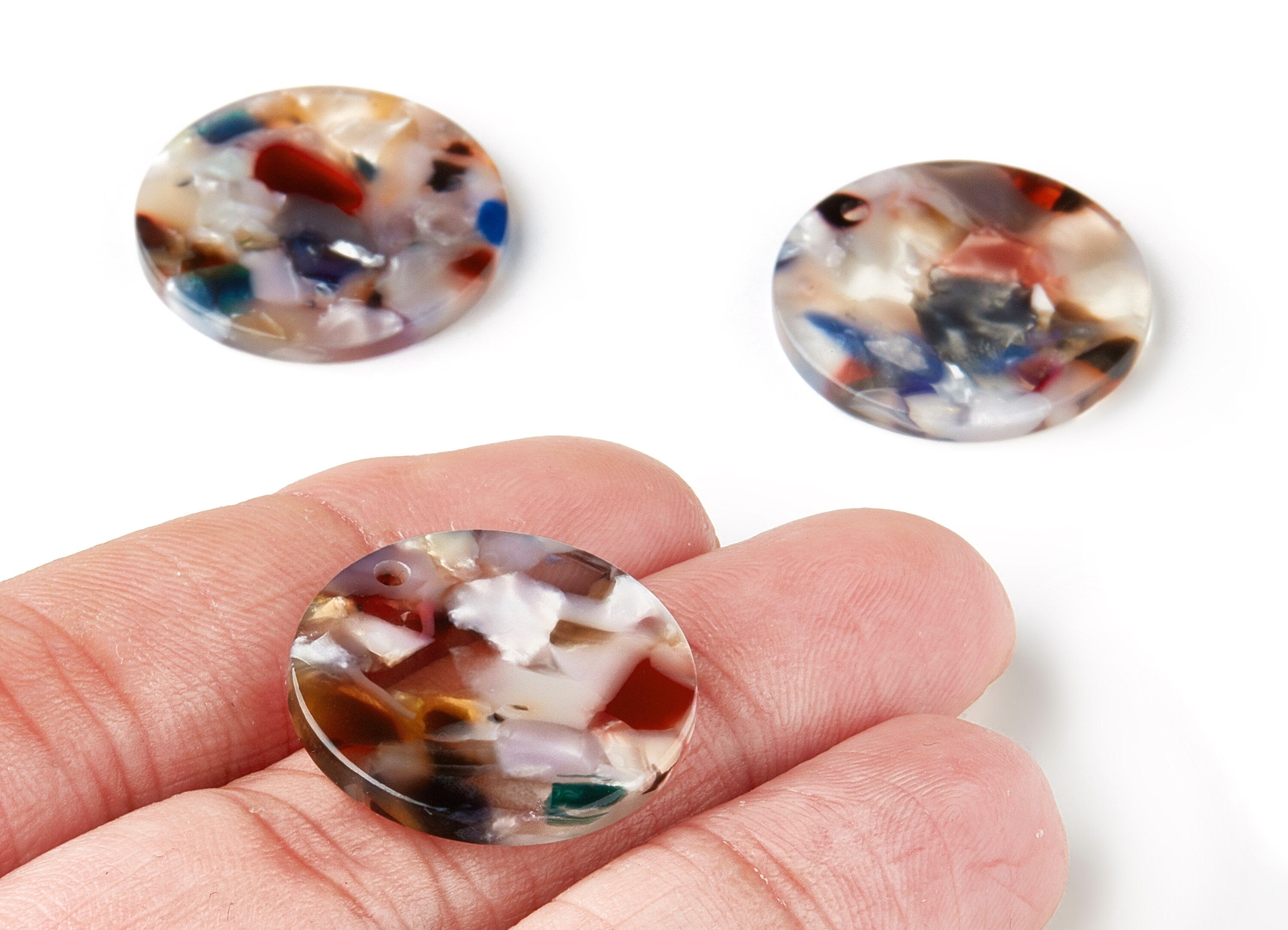 Acetate Round Charms - Coin Earrings and Pendant - Earring Findings - Jewelry Supplies - Color Code:A59 - 23.22x23.22x2.55mm - AC1076-A59 - DOMEDBAZAAR