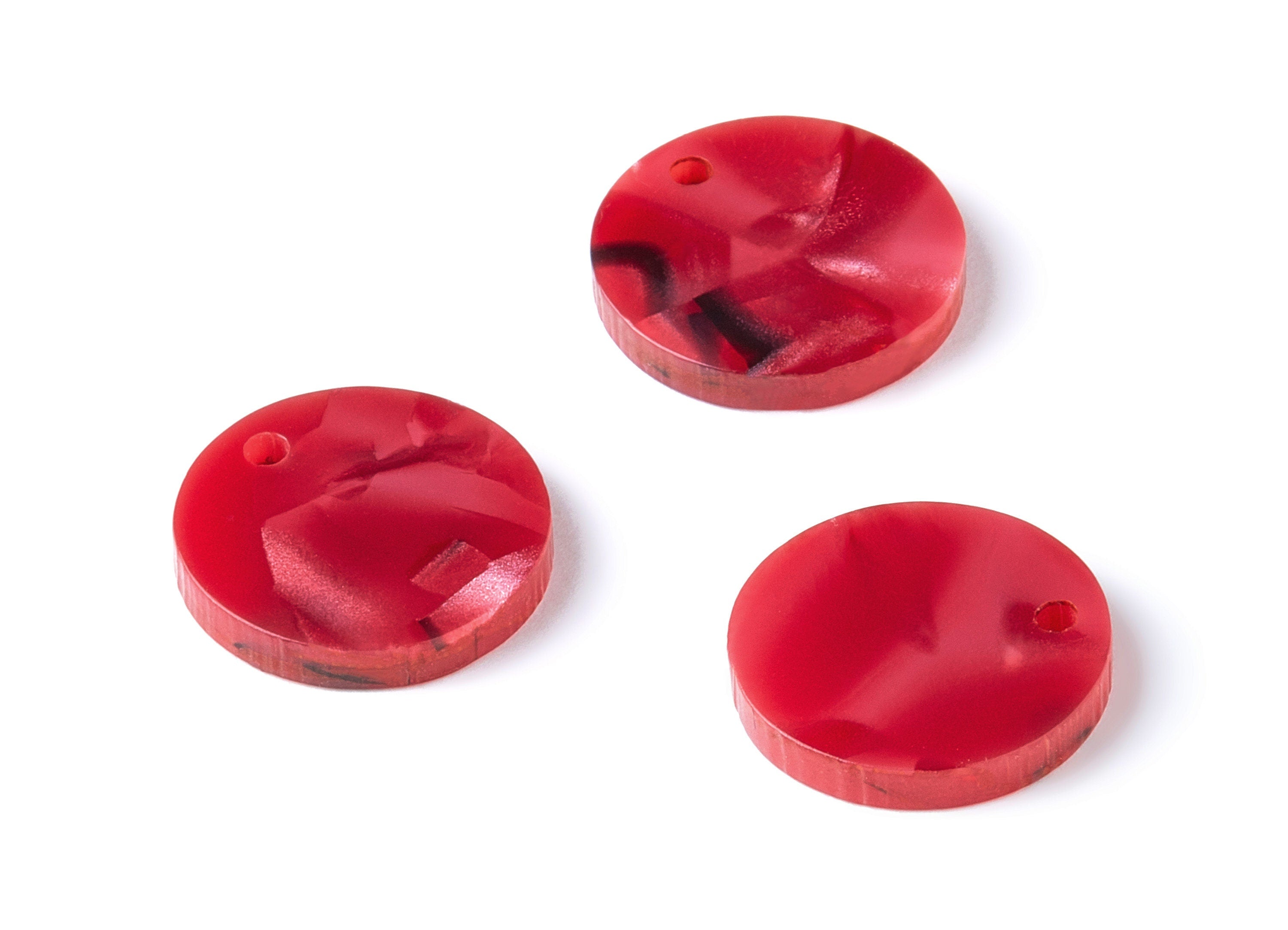 Acetate Acrylic Earring Charms - Tortoise Shell Earrings - Circle Shaped Pendant - Color Code: A56 - 15.8x15.8x2.4mm - AC1576-A56 - DOMEDBAZAAR