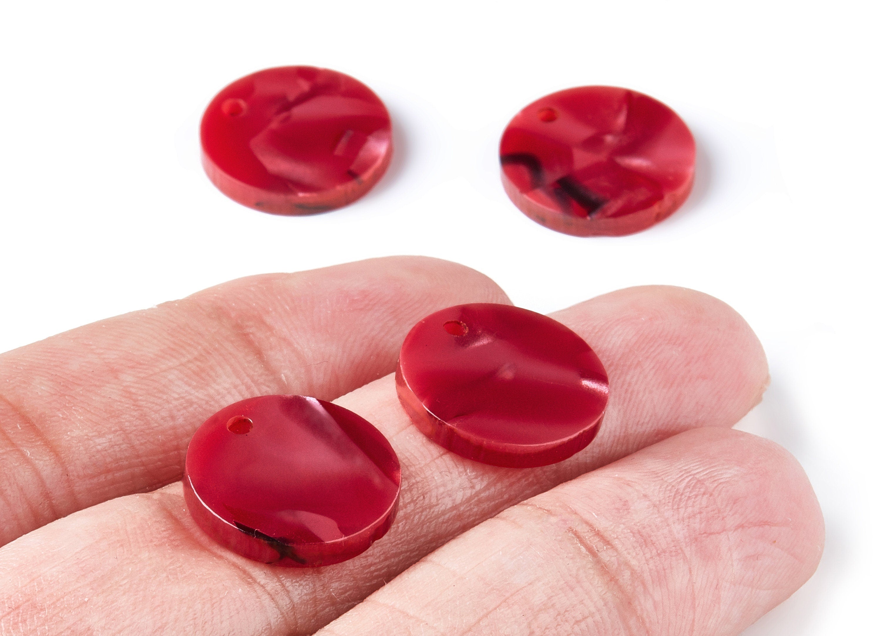 Acetate Acrylic Earring Charms - Tortoise Shell Earrings - Circle Shaped Pendant - Color Code: A56 - 15.8x15.8x2.4mm - AC1576-A56 - DOMEDBAZAAR