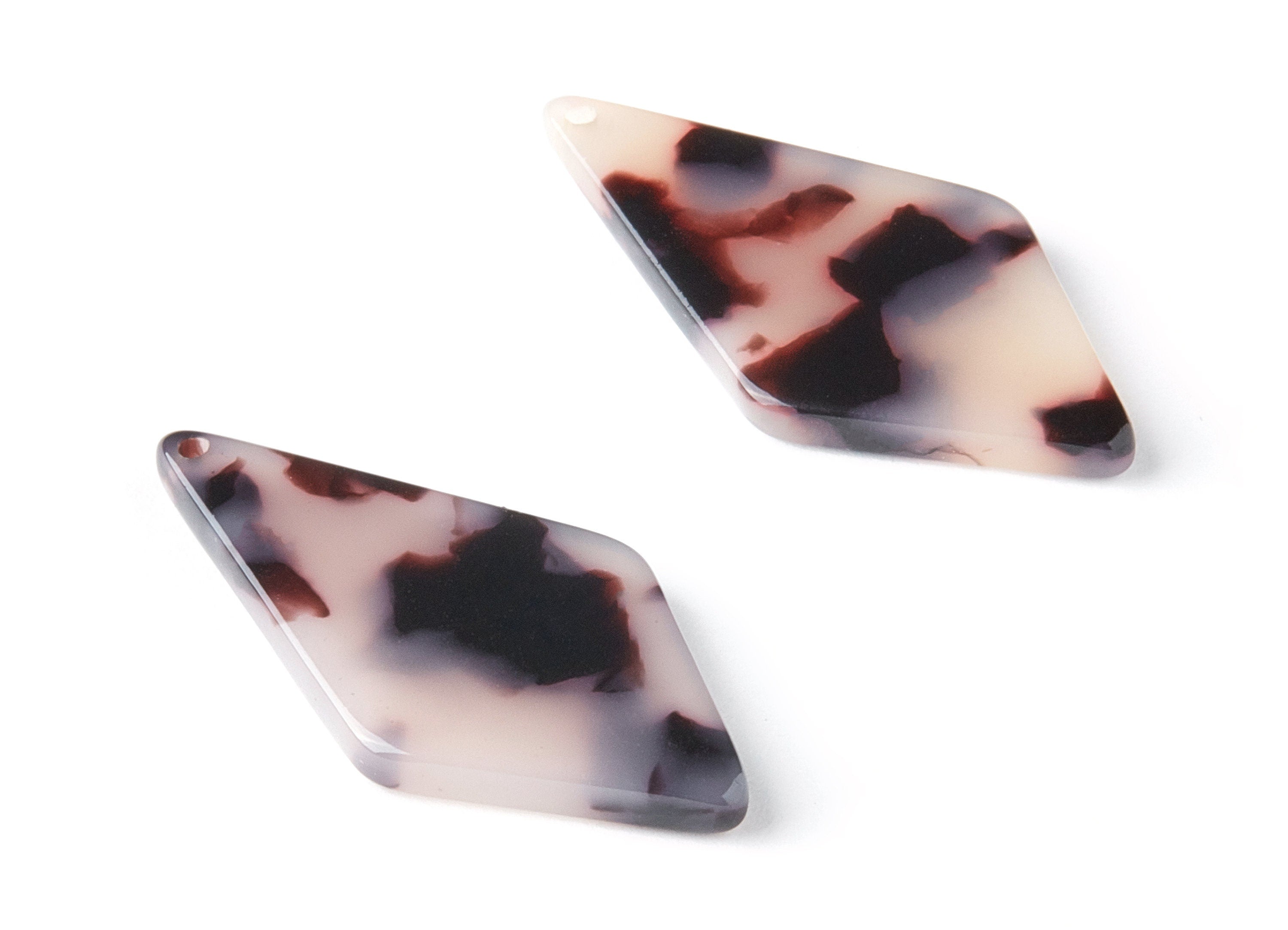 Acetate Diamond Charms - Blonde Tortoise Shell Earrings - Diamond Earrings and Pendant - Color Code: A06 - 32.1x14.9x2.63mm - AC1067-A06 - DOMEDBAZAAR