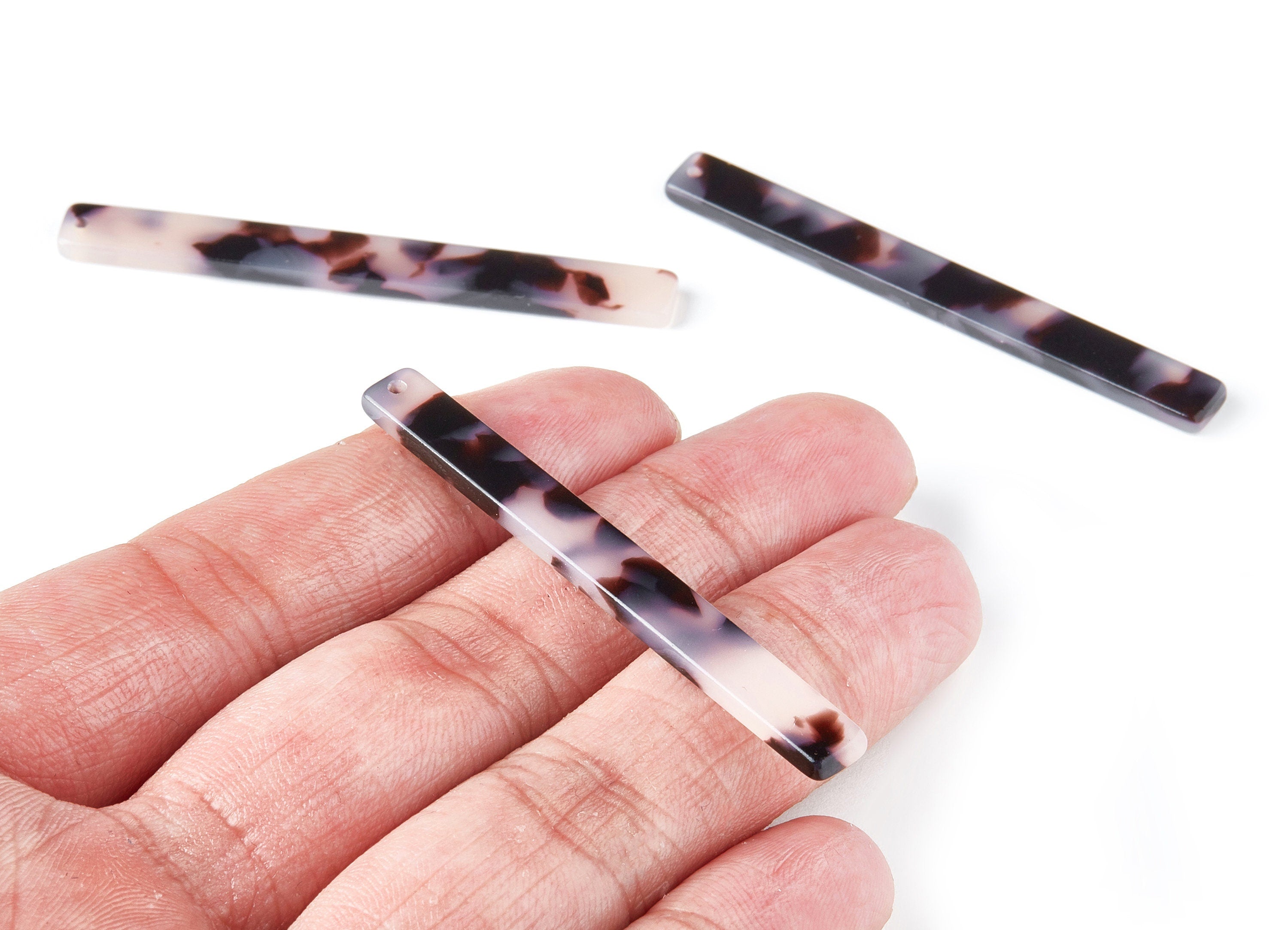 Acetate Acrylic Earring Charms - Blonde Tortoise Shell Earrings - Strip Shaped Pendant - Color Code: A06 - 56.65x5.7x2.5mm - AC1286-A06 - DOMEDBAZAAR