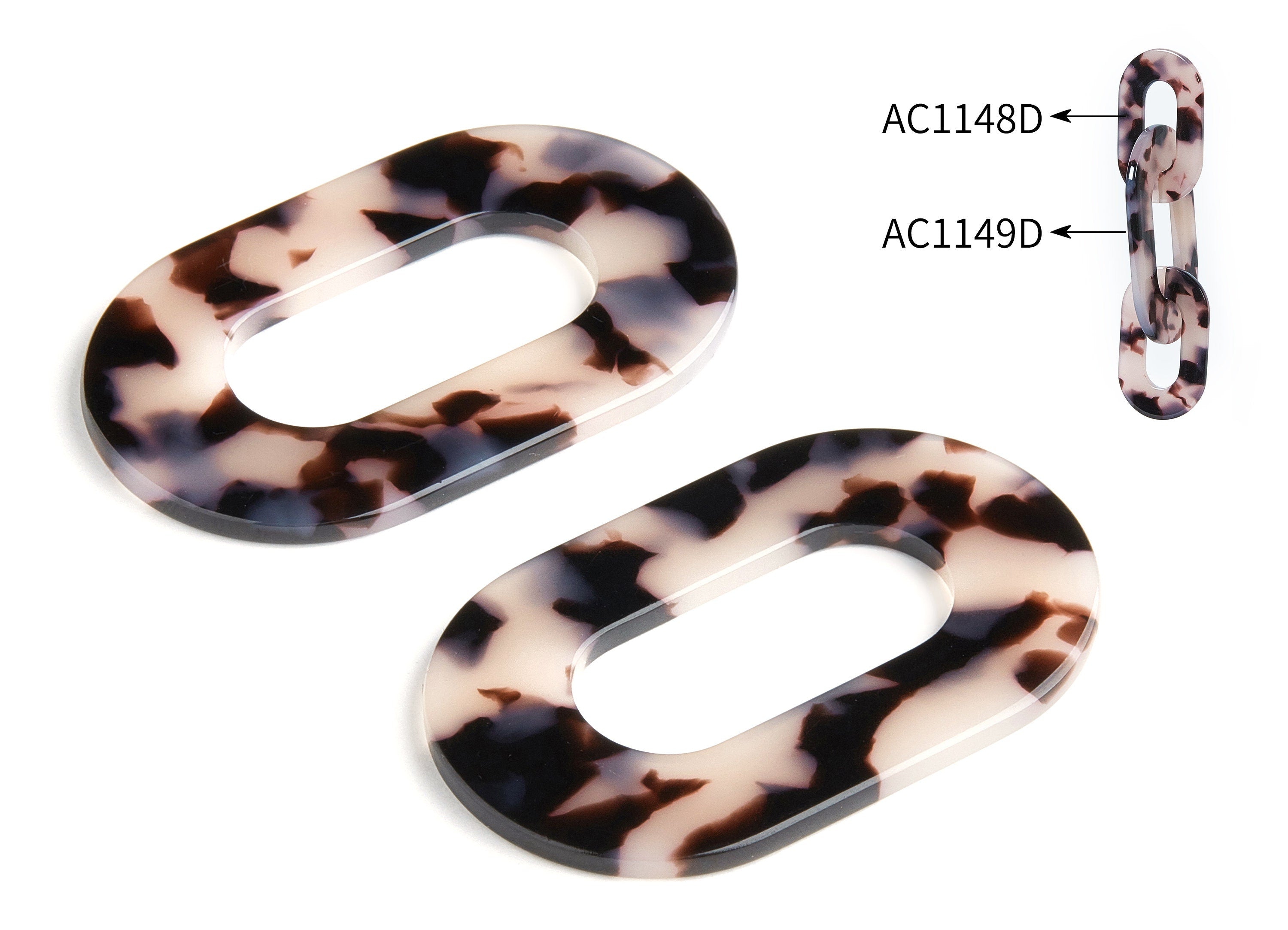 Acetate Acrylic Earring Charms - Blonde Tortoise Shell Earrings - Oval Shaped Pendant - Color Code: A06 - 46.89x29.3x2.63mm - AC1149D - DOMEDBAZAAR