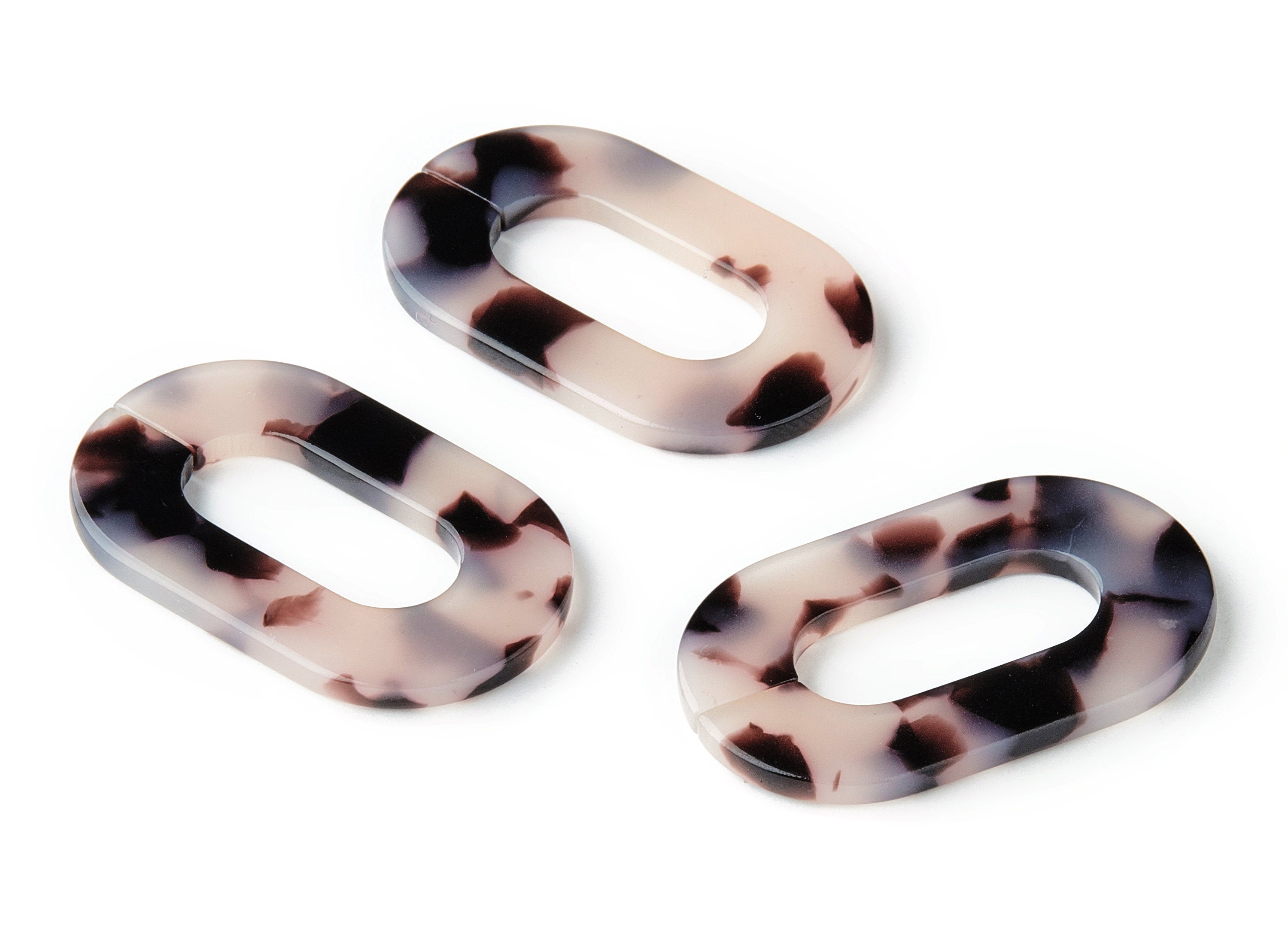 Acetate Acrylic Charms - Blonde Tortoise Shell Charm - Laser Cut Open Oval Flat Cable Chain - Color Code: A06 - 32.52x19.75x2.66mm - AC1148D - DOMEDBAZAAR