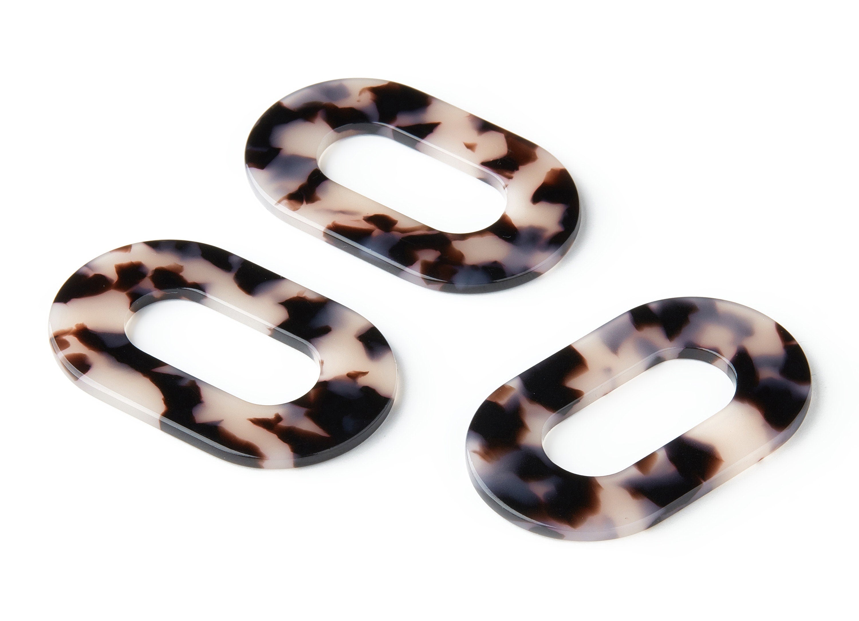 Acetate Acrylic Earring Charms - Blonde Tortoise Shell Earrings - Oval Shaped Pendant - Color Code: A06 - 46.89x29.3x2.63mm - AC1149D - DOMEDBAZAAR