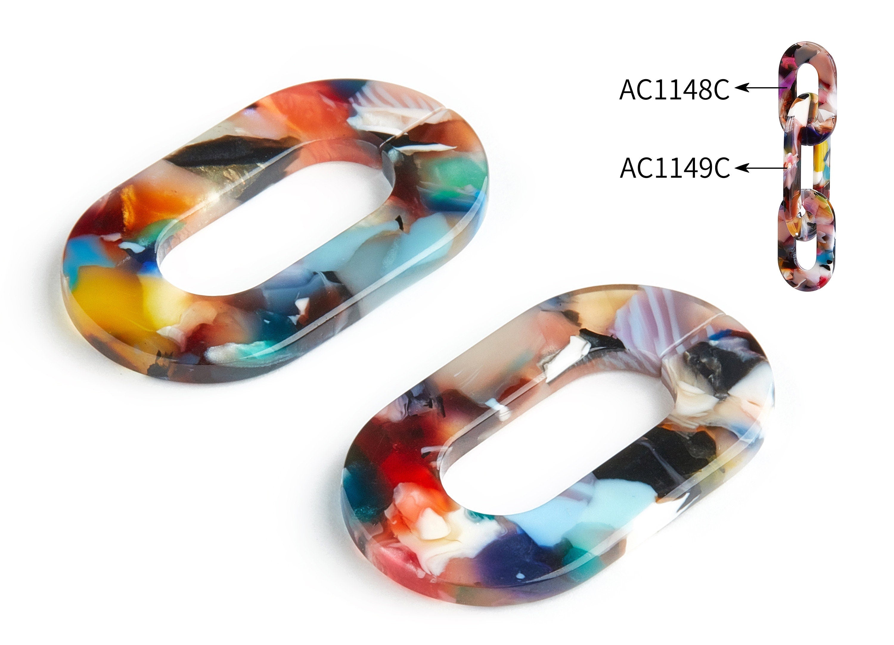 Acetate Acrylic Charms - Laser Cut Open Oval Flat Cable Chain - Jewelry Supplies - Color Code: A60 - 32.52x19.75x2.66mm - AC1148C - DOMEDBAZAAR