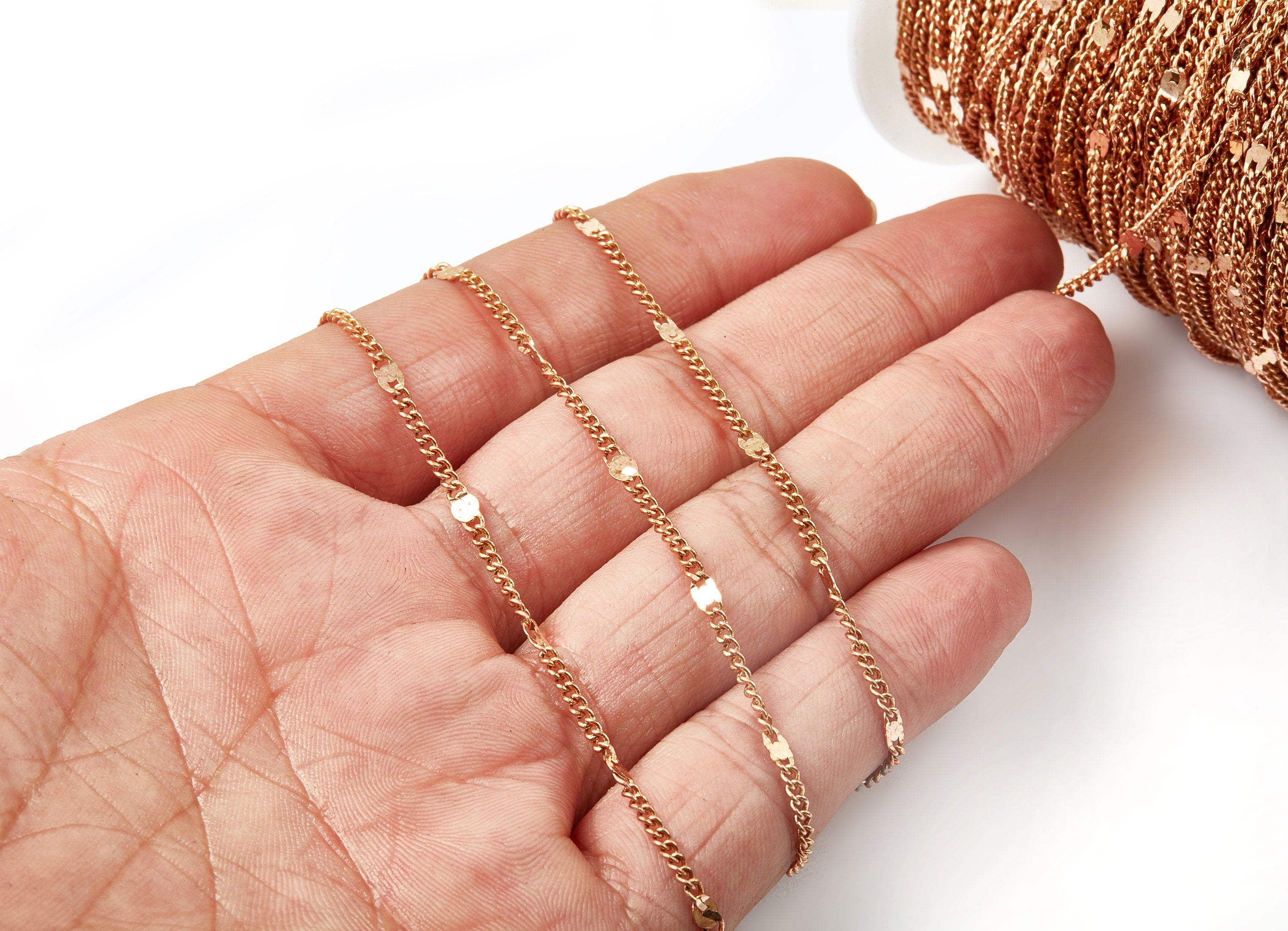 Hammered Satellite Curb Chain - Raw Brass Chain - Soldered - 0.11&quot; x 0.08&quot; x 0.11&quot; - for Necklace Bracelet Jewellery Making - CC1106 - DOMEDBAZAAR