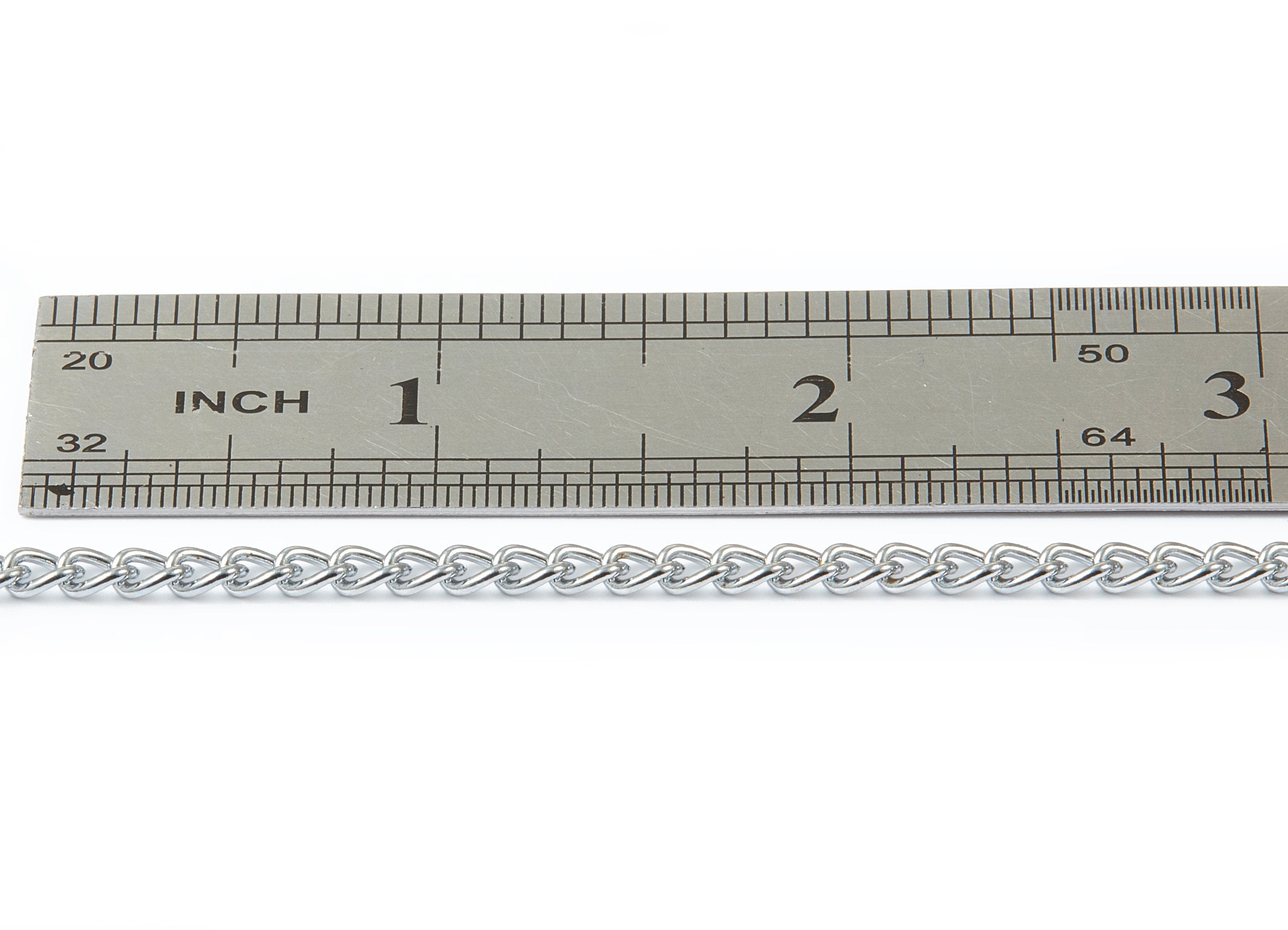 Curb Chain - Iron Military Chain - Silver Tone Plated - Keychain - Unsoldered Link - for Jewelry Making - 0.20&quot; x 0.14&quot; x 0.04&quot; - CC1056 - DOMEDBAZAAR