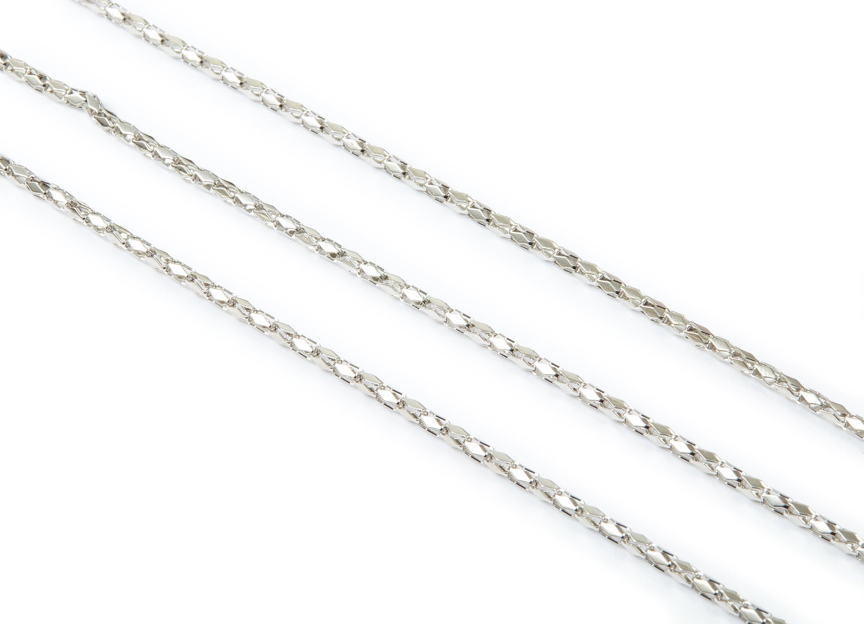 Hollow Mesh Chain - Round Hollow Mesh Snake Chain - Iron Necklace Chain - Silver Tone Plated - for Jewelry Making - 0.10&quot;  - CC1057 - DOMEDBAZAAR