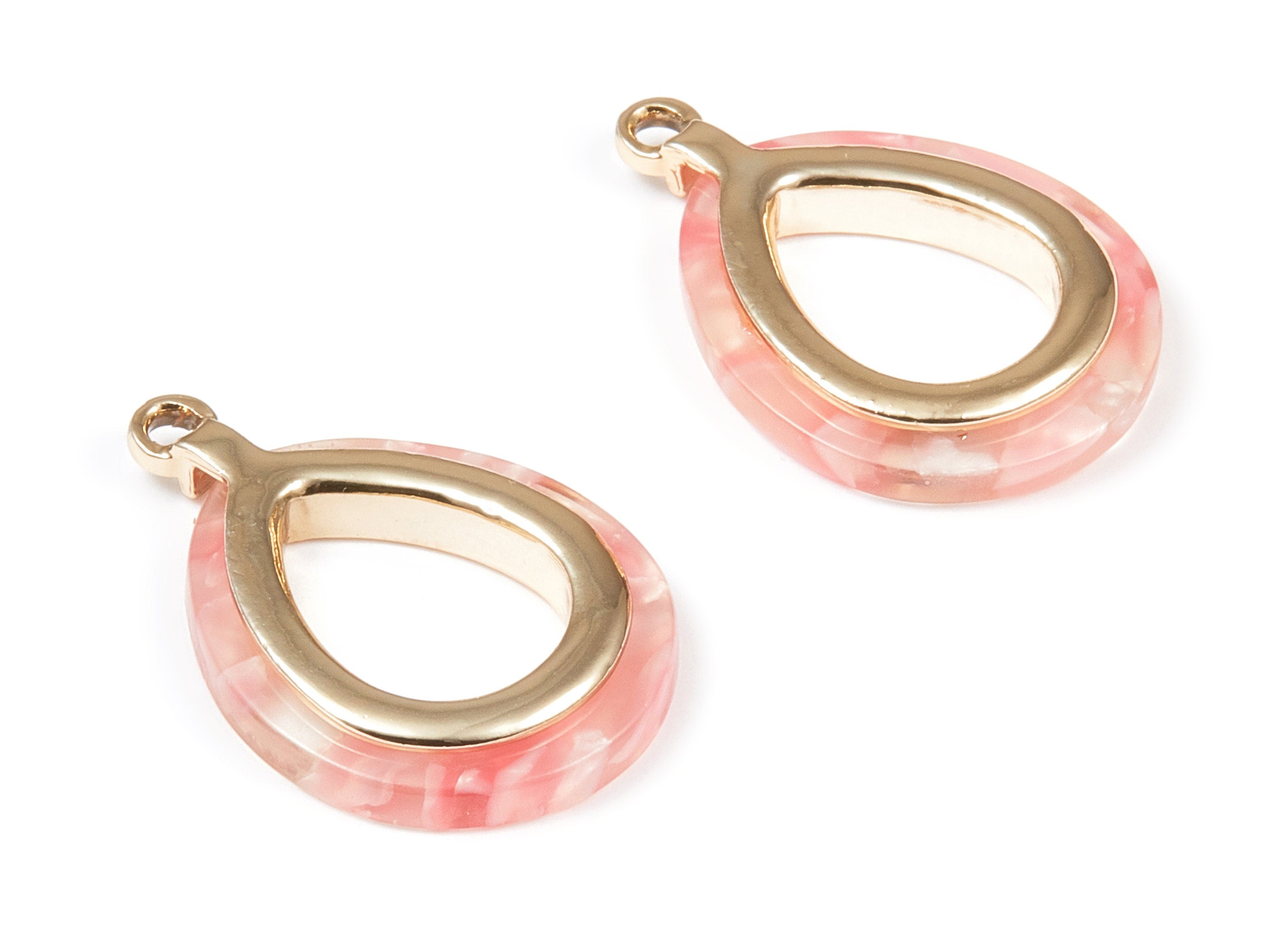 Acetate Alloy Frame Oval Charms - Gold Tone Alloy - Oval Earrings and Pendant -  Color Code:A297 - 24.07x20.22x2.59mm - AC1618-A297-G - DOMEDBAZAAR