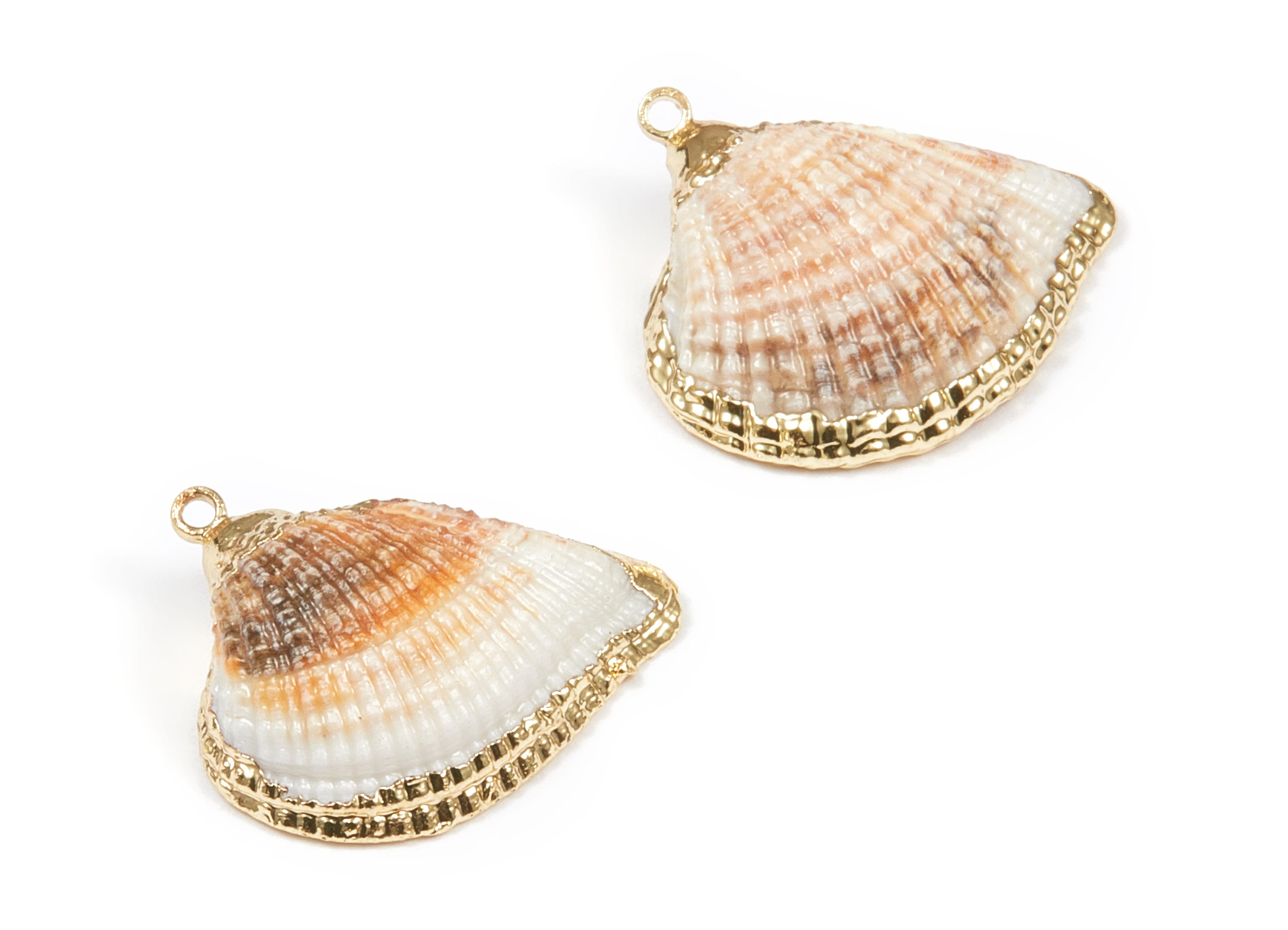 Mussel Shell Charms - Seashell Earrings and Pendant - Gold Tone Plated Earrings - 1 Hole - 19.67x19.11xmm - SF1102 - DOMEDBAZAAR