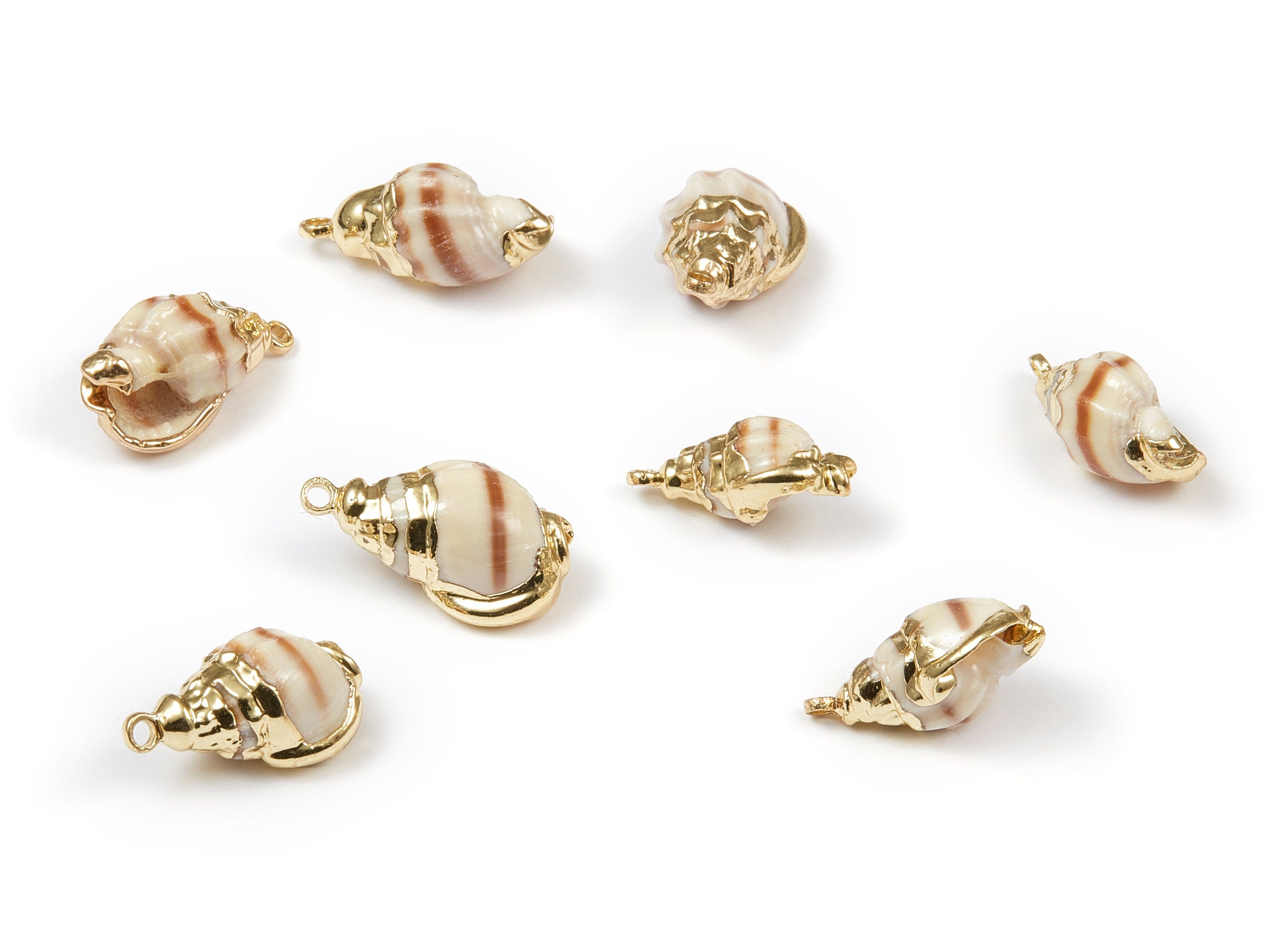 Whelk Seashell Charms - Seashell Pendant - Gold Tone Plated Earrings - Natural Seashell - 1 Hole  - 18.2x11.64 - SF1100 - DOMEDBAZAAR