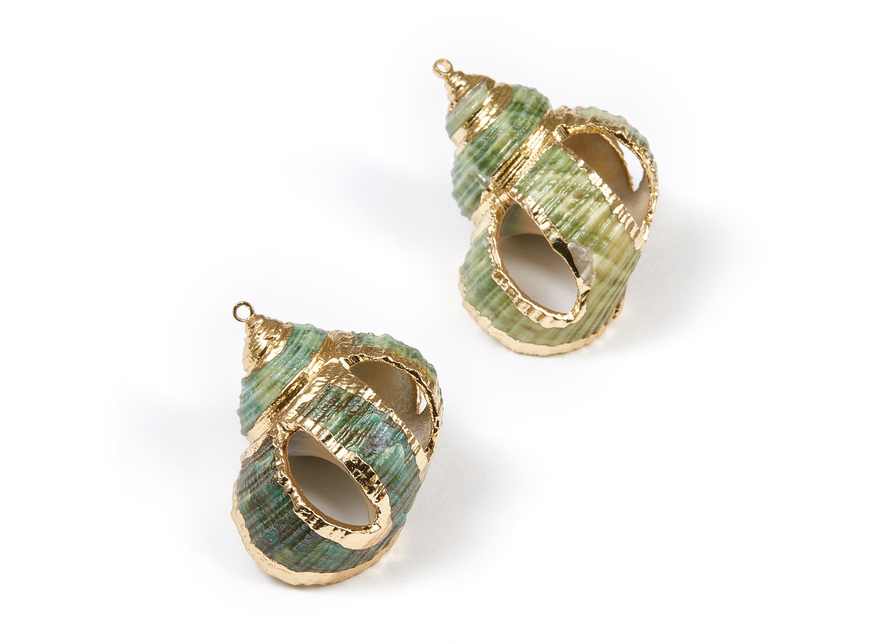 Open Whelk Charms - Whelk Seashell Earrings - Cut Open Seashell Pendant - Natural Seashell Earrings - 1 Hole - 37.2x30.58xmm - SF1091 - DOMEDBAZAAR