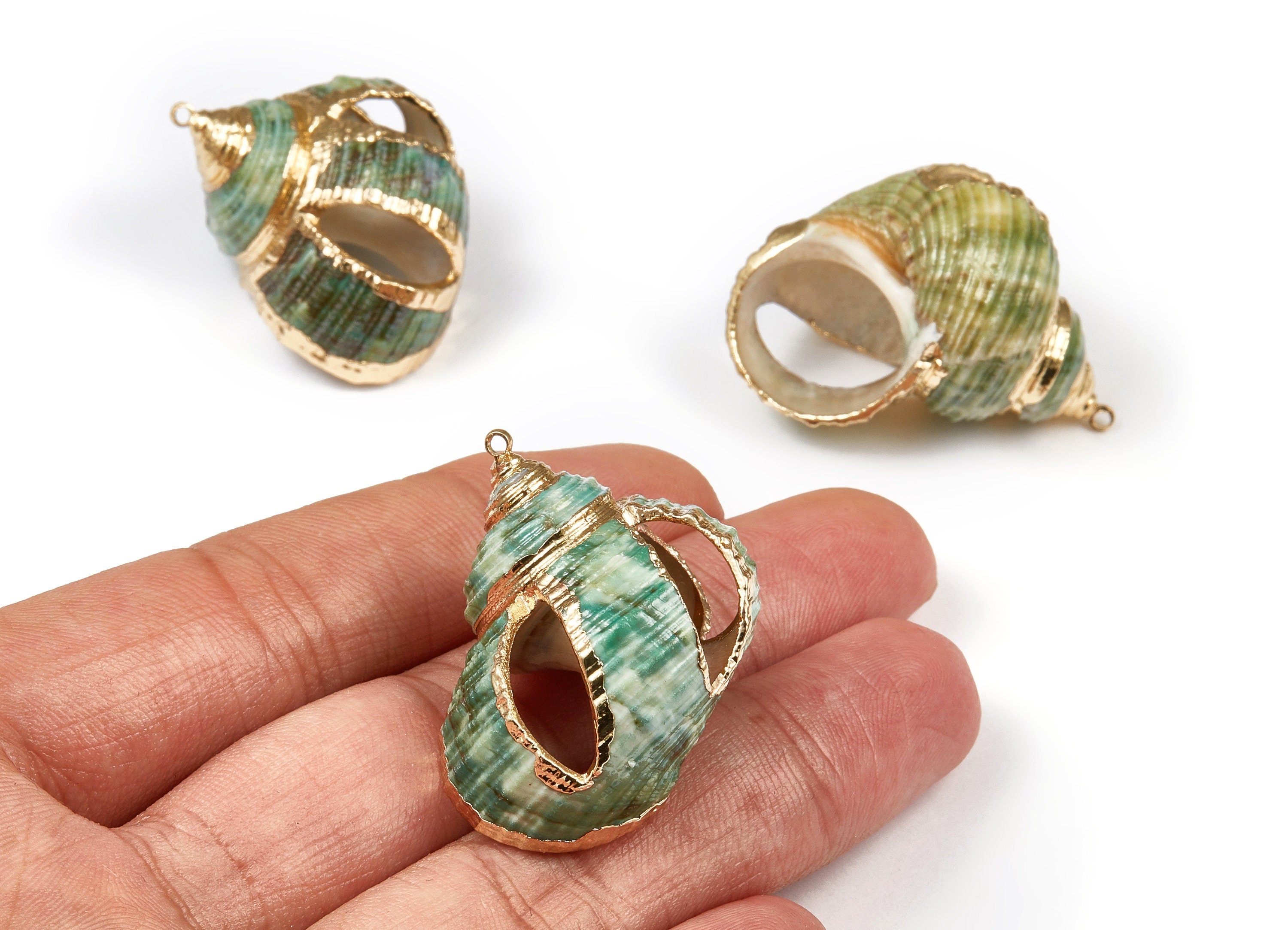 Open Whelk Charms - Whelk Seashell Earrings - Cut Open Seashell Pendant - Natural Seashell Earrings - 1 Hole - 37.2x30.58xmm - SF1091 - DOMEDBAZAAR