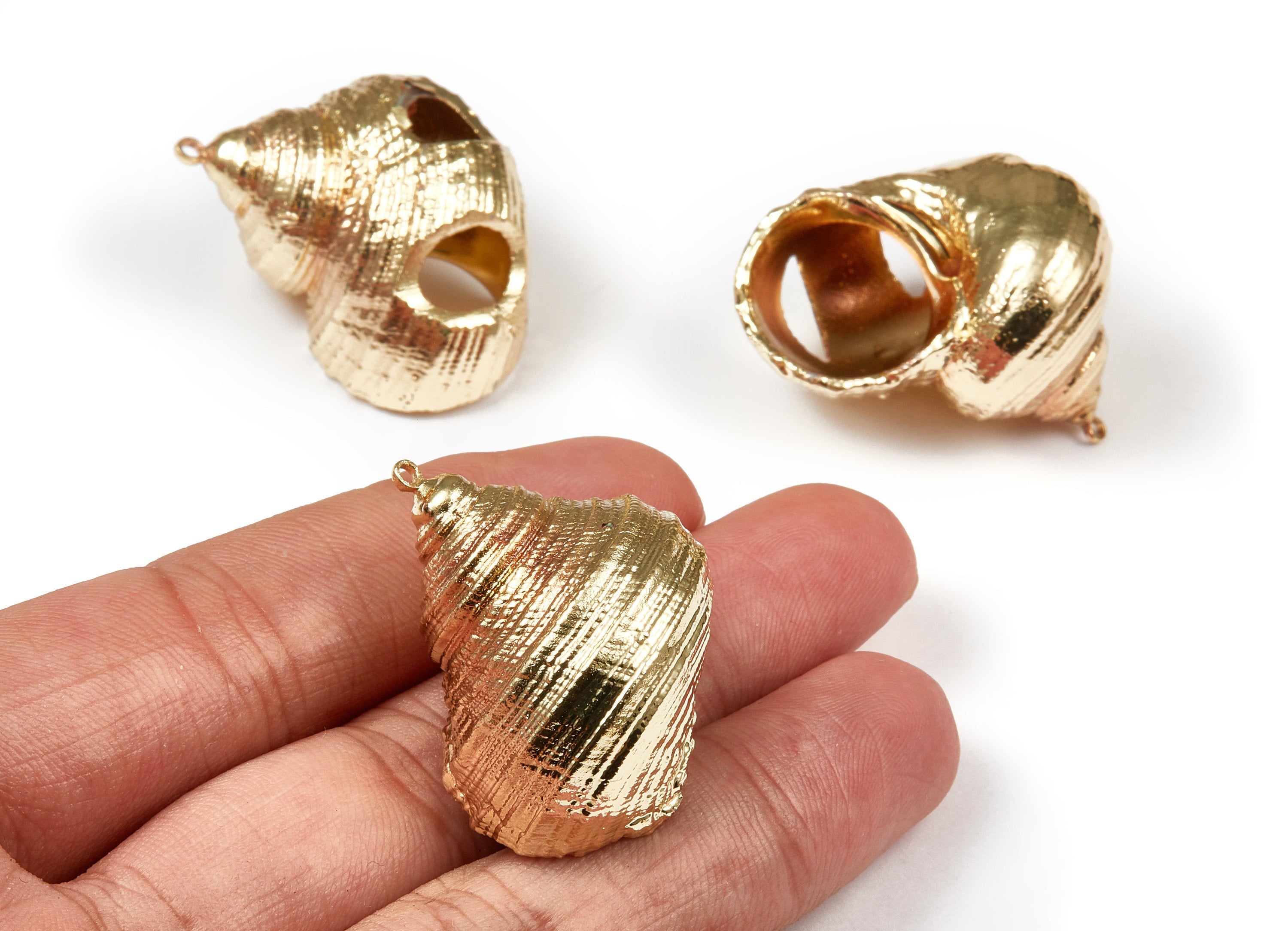 Open Whelk Charms - Whelk Seashell Earrings - Cut Open Seashell Pendant - Natural Seashell Earrings - 1 Hole - 29.08x24.74xmm - SF1089 - DOMEDBAZAAR