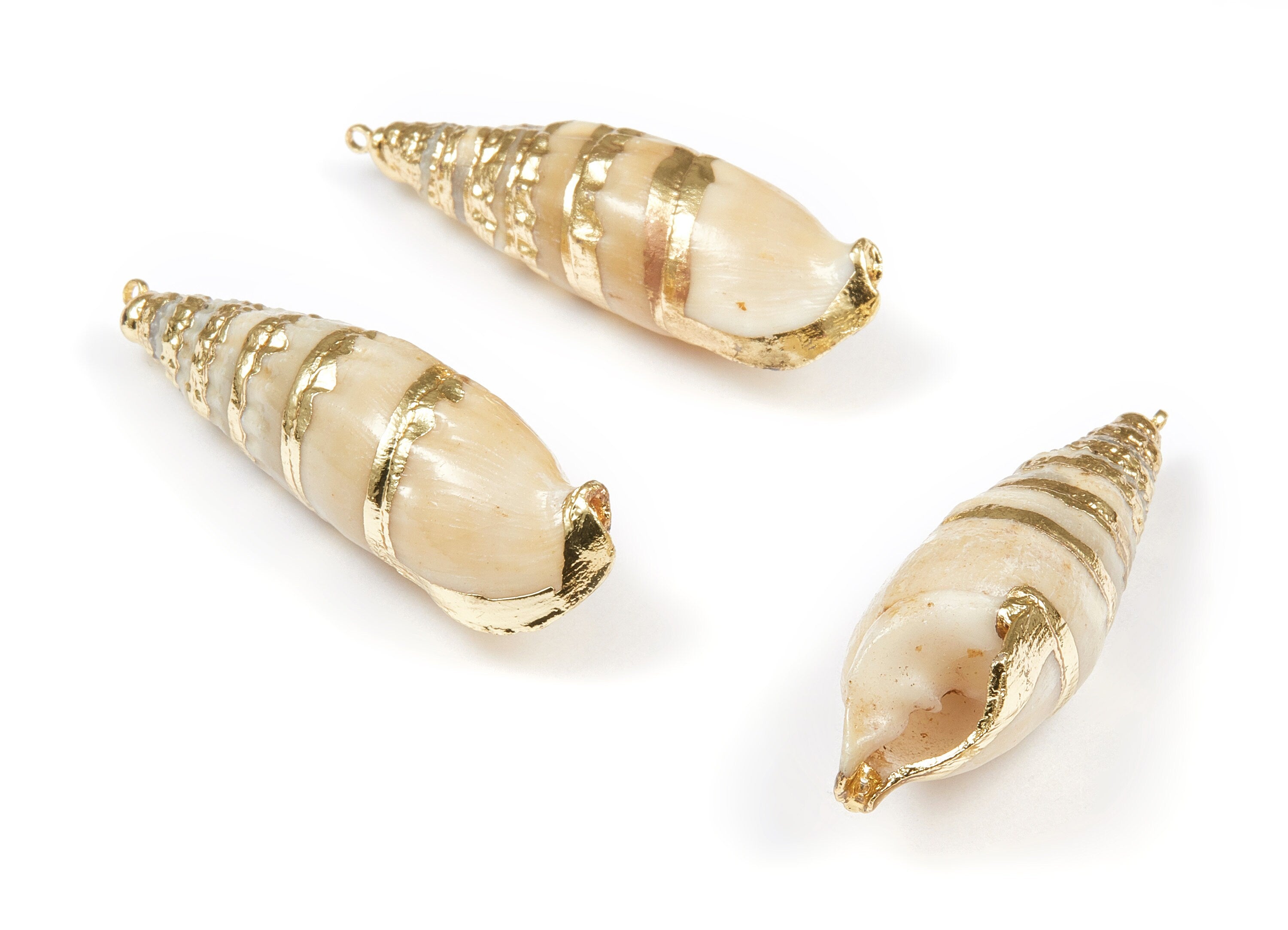 Whelk Seashell Charms - Whelk Shell Pendant - Natural Seashell Earrings - 1 Hole - 43.13x13.94x13.9mm - SF1067 - DOMEDBAZAAR