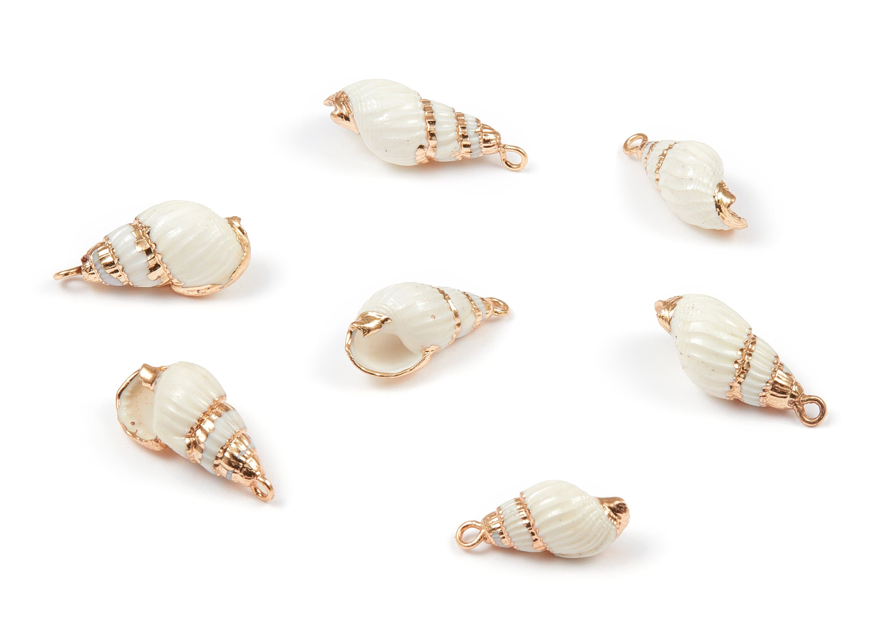 Whelk Seashell Charms - Natural Seashell Earrings and Pendant - Gold Tone Plated Earrings - 1 Hole - 23.6x10.58x9.21mm - SF1028 - DOMEDBAZAAR