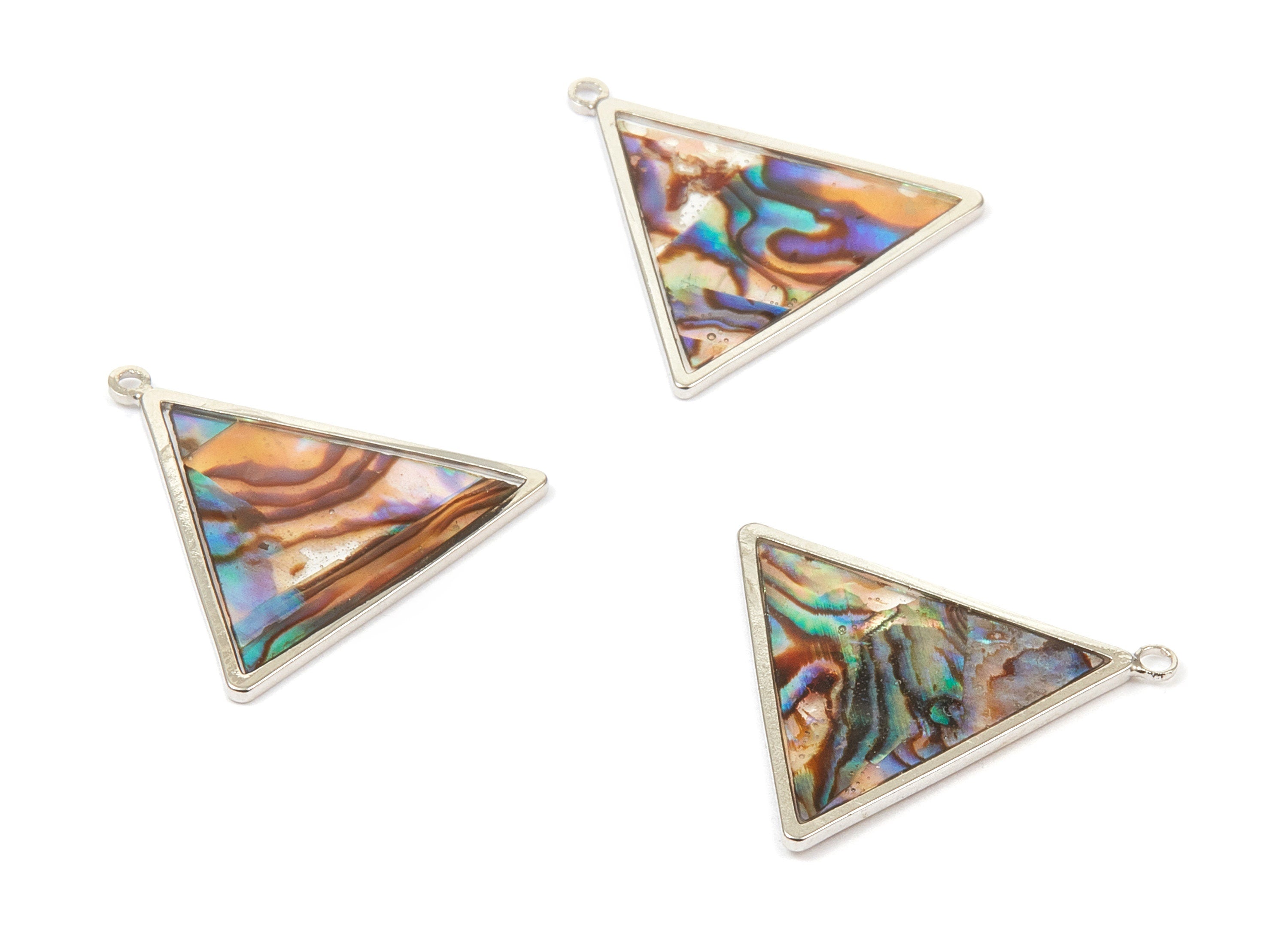 Abalone Shell Triangle Charms - Natural Abalone Shell Triangle Earrings - Abalone Shell Necklace Pendant - 24.65x24.14x1.19mm - SF1113 - DOMEDBAZAAR